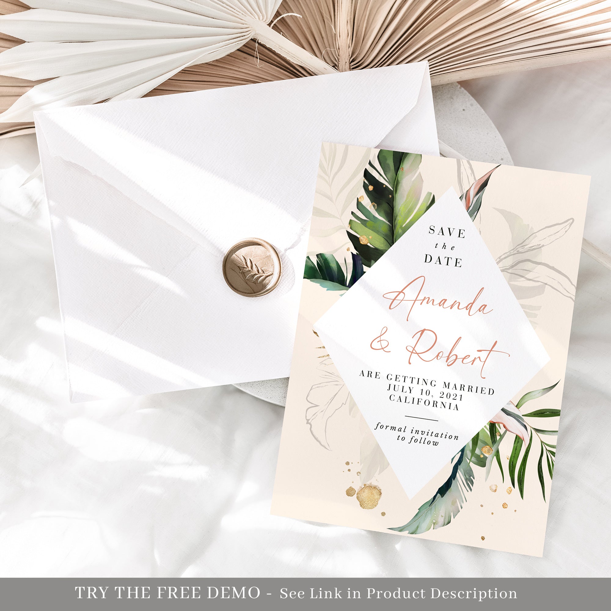 Palma | Tropical Save the Date Card Template