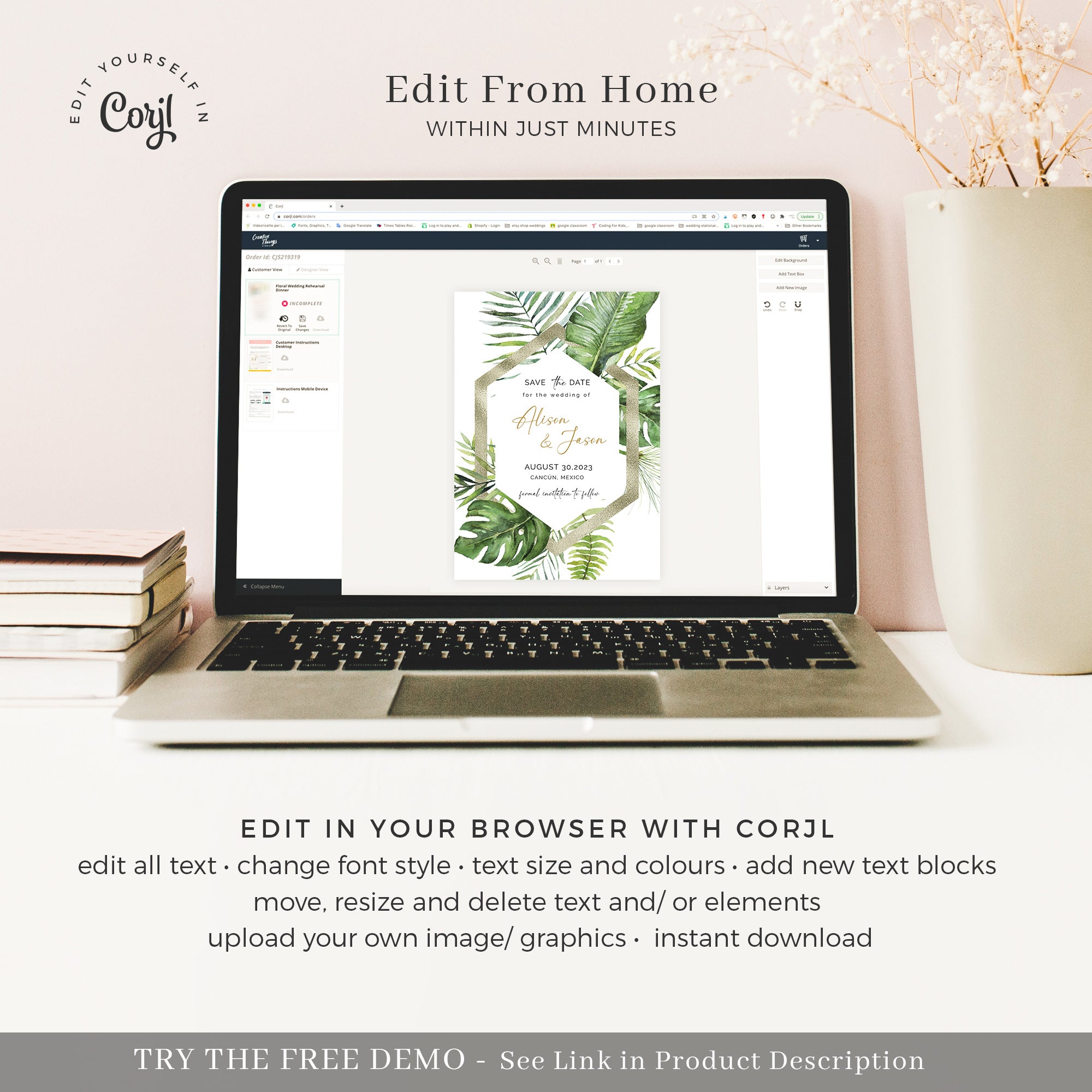 Tropical Save the Date With Photo Template