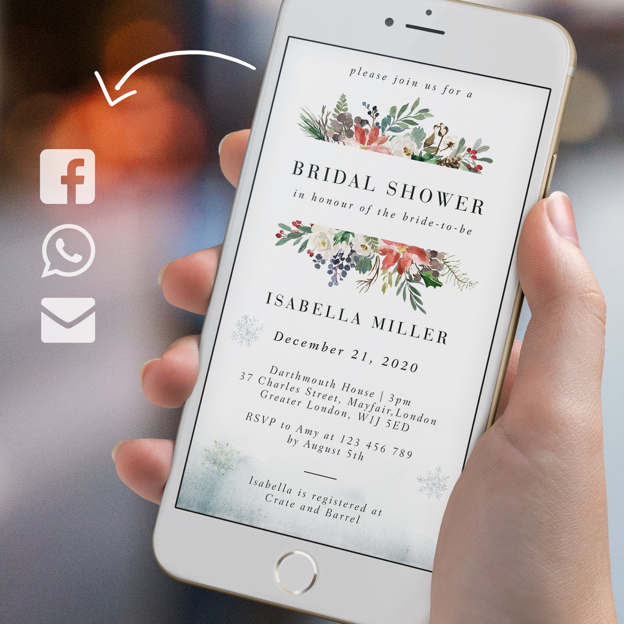 Natalia | Christmas Themed Bridal Shower Evite