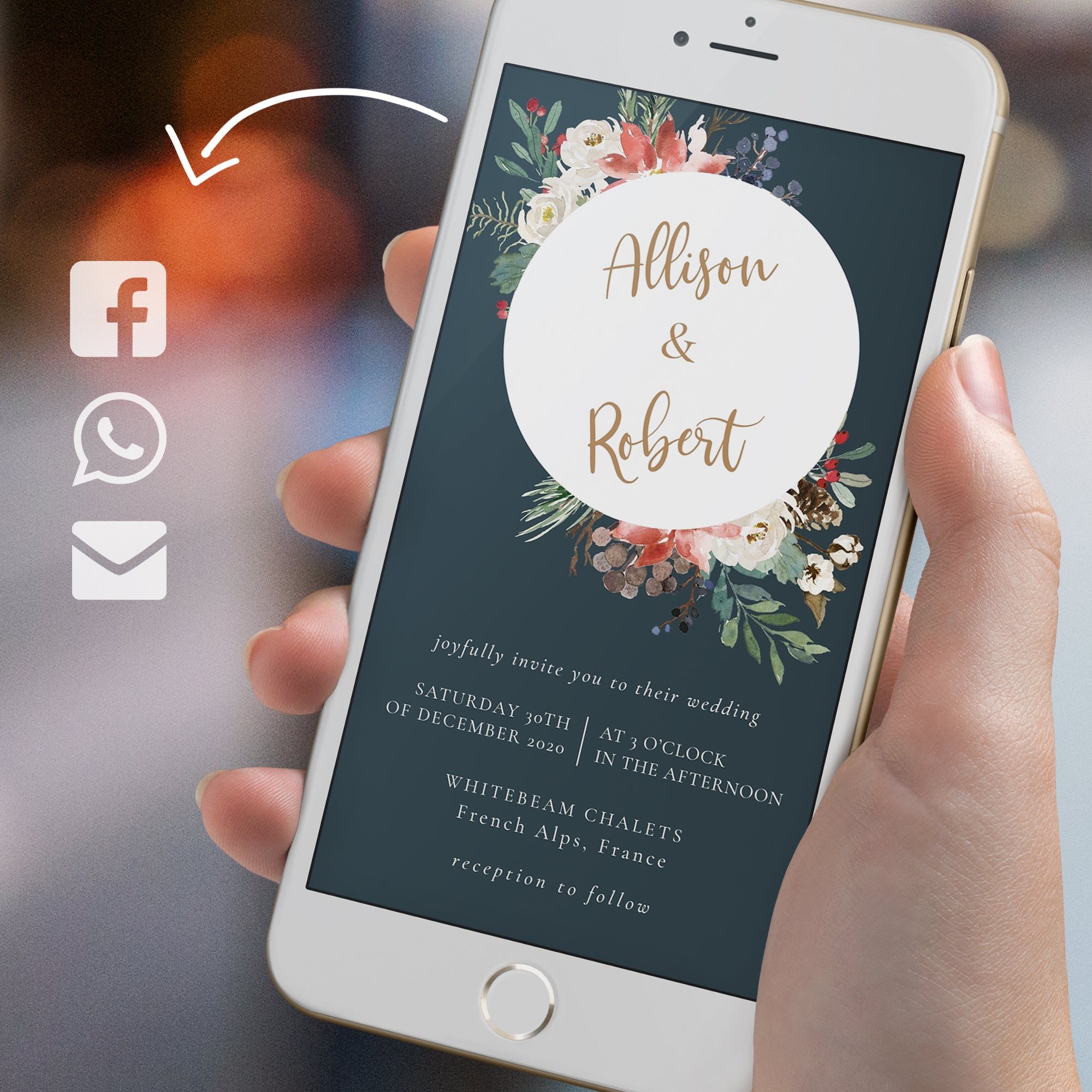 Natalia | Christmas Wedding Invitation Evite