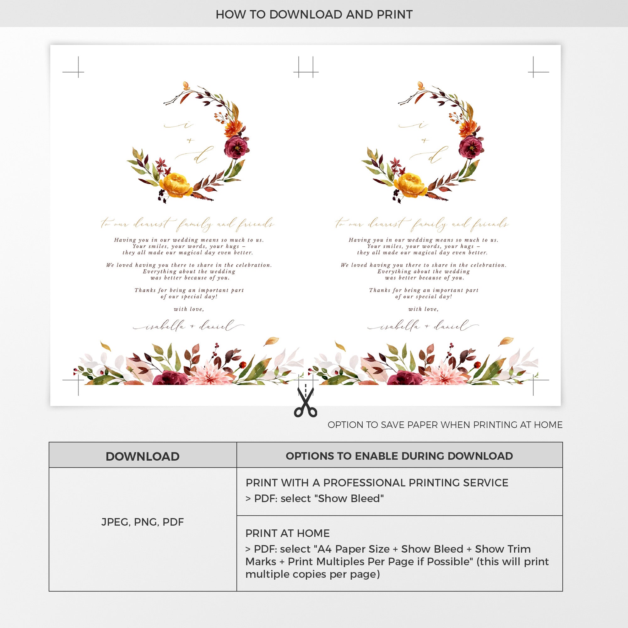 Ambra | Fall Wedding Thank You Cards Template