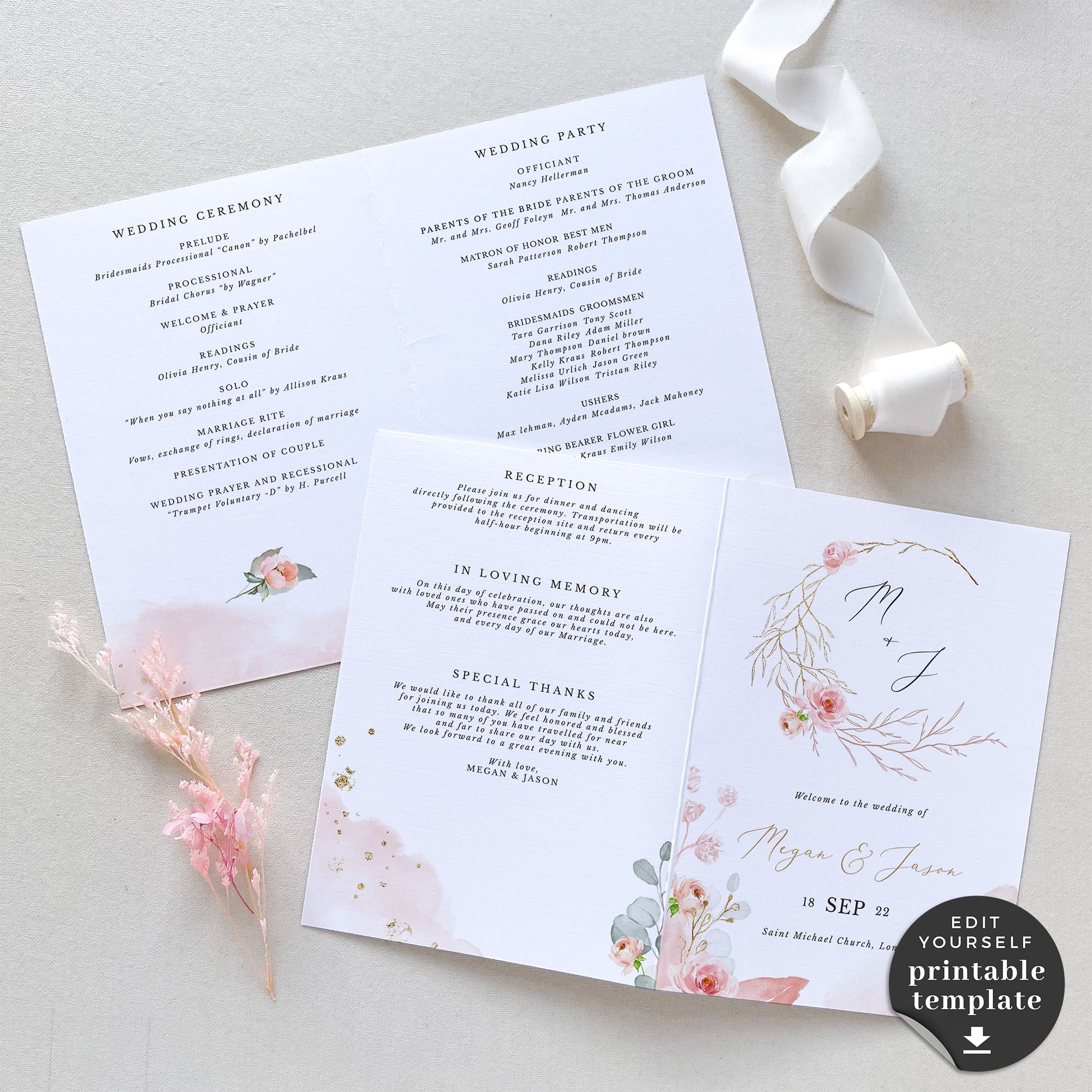 Fiorella | Printable Ceremony Program Template
