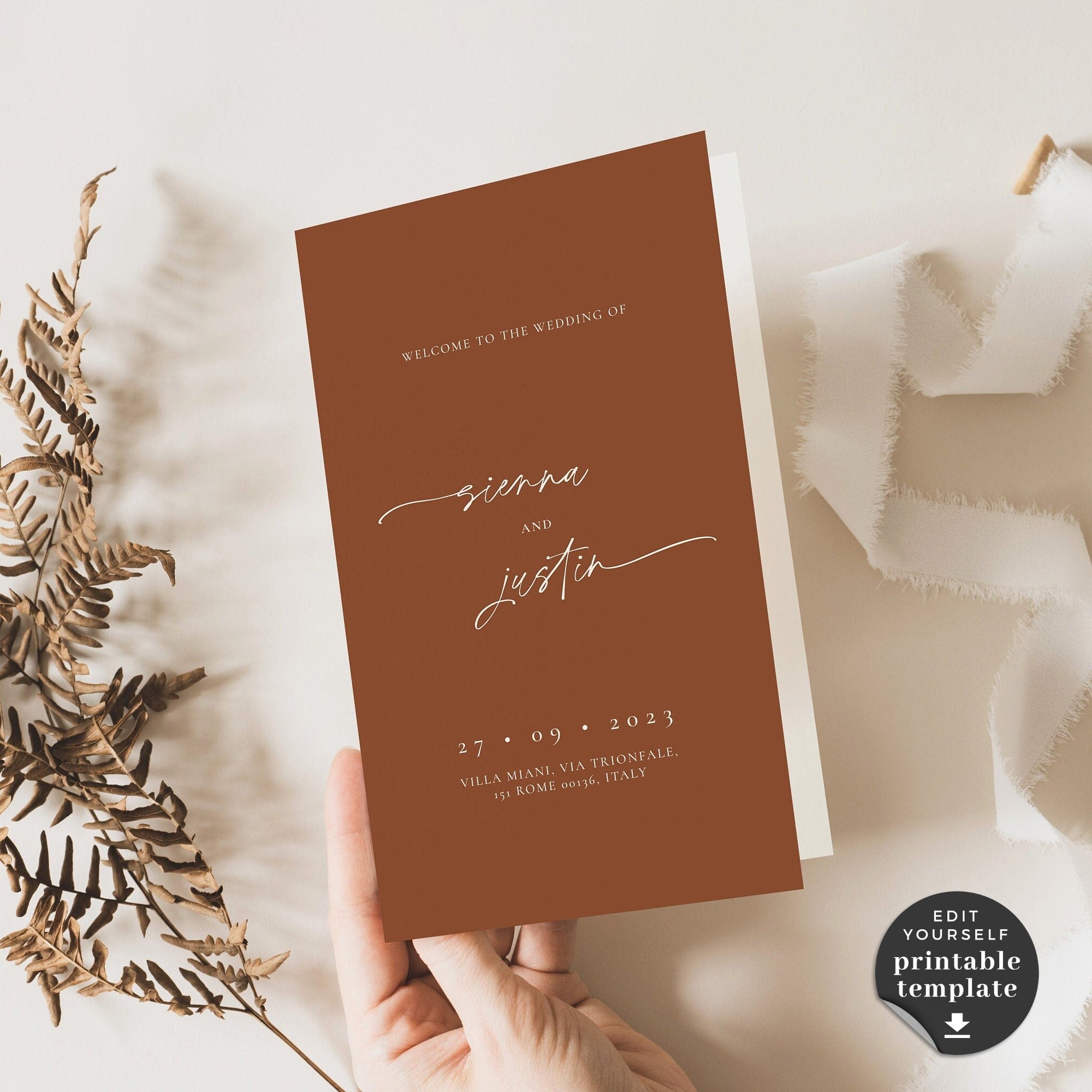 SIENNA Terracotta Wedding Program Template