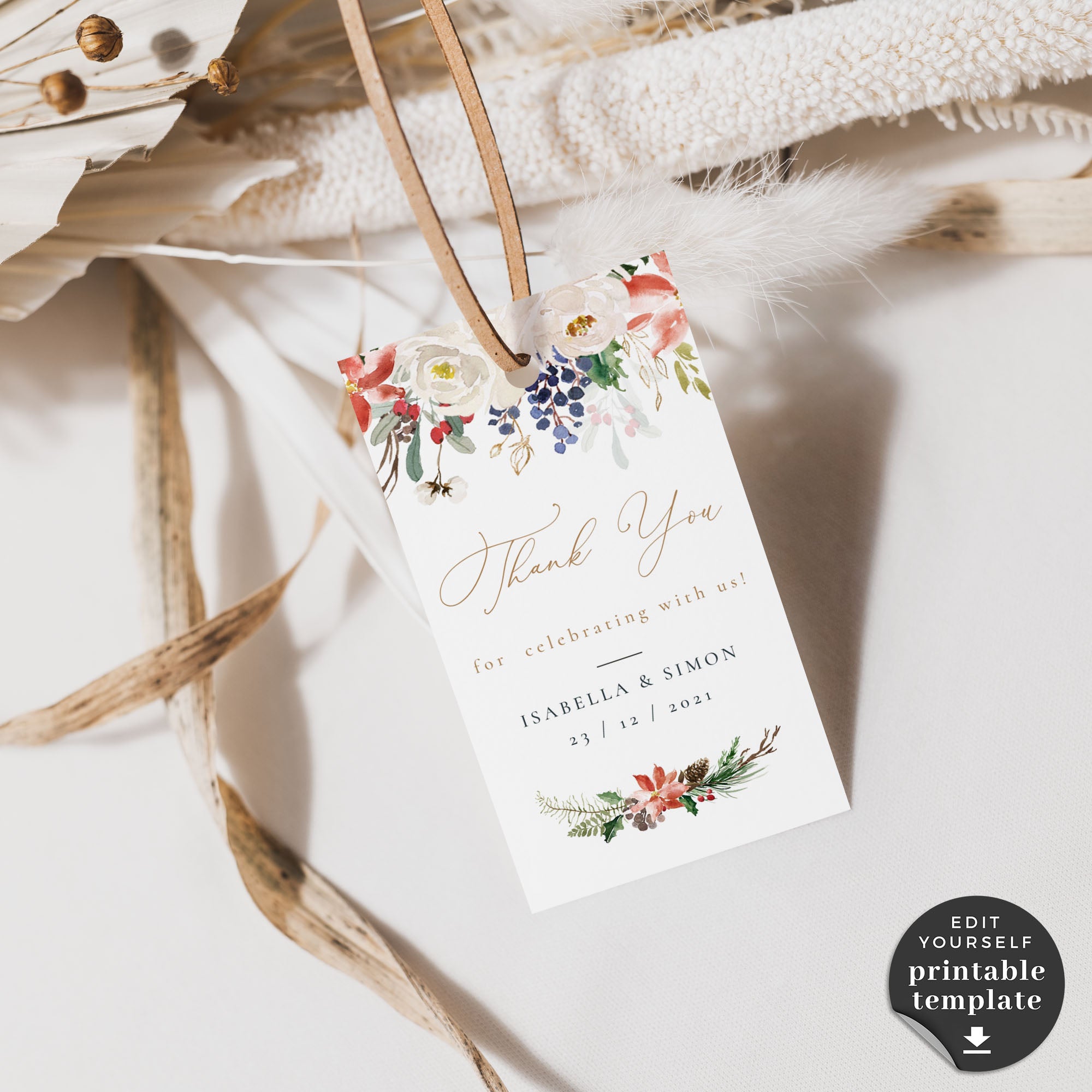 Natalia | Christmas Wedding Favor Tags Template