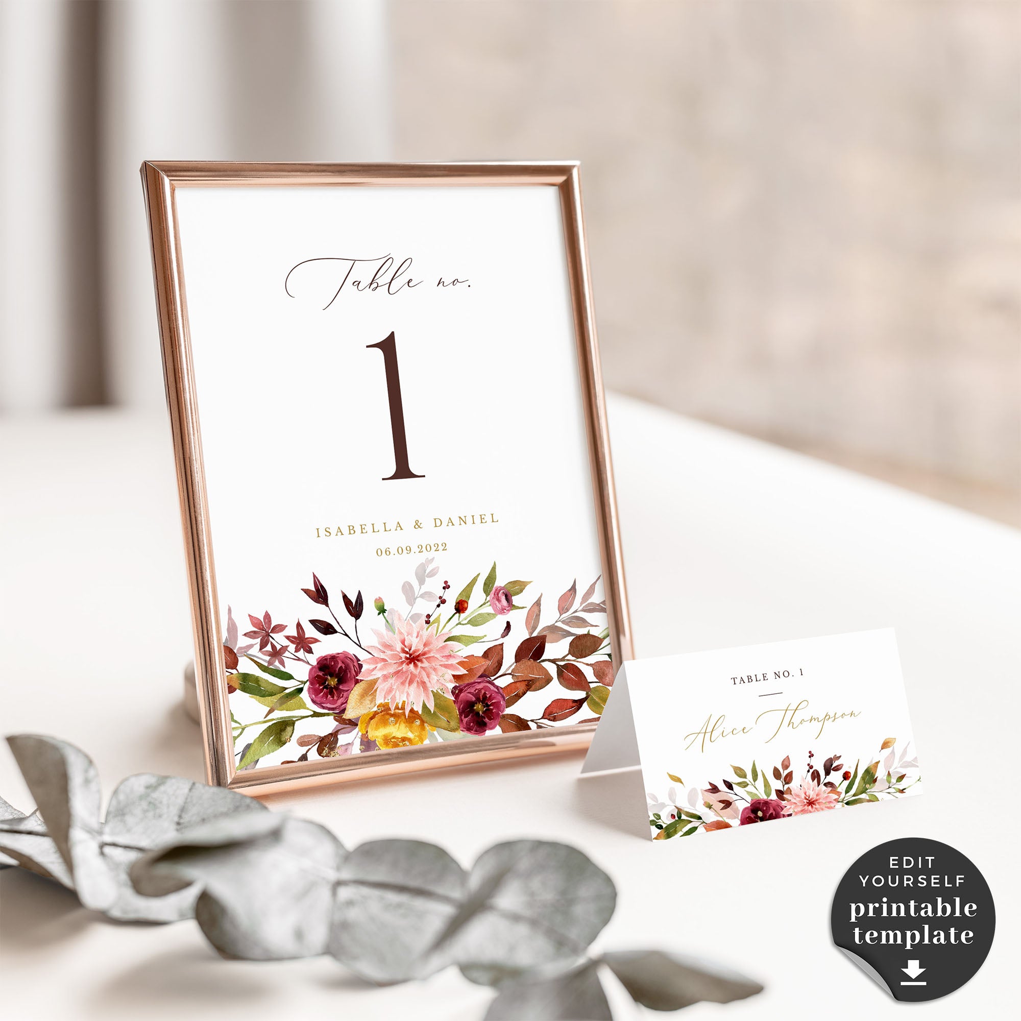 Ambra | Fall Wedding Table Numbers Printable