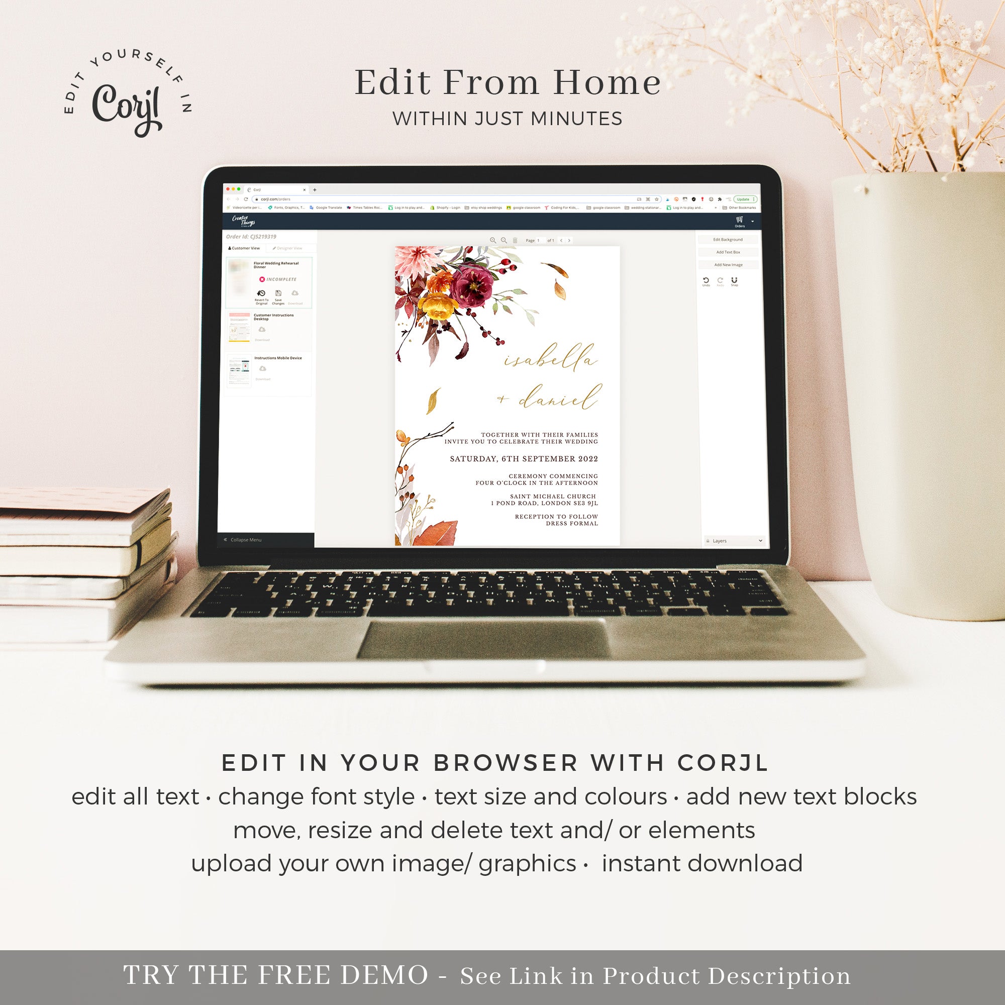 Ambra | Fall Wedding Invitation Template