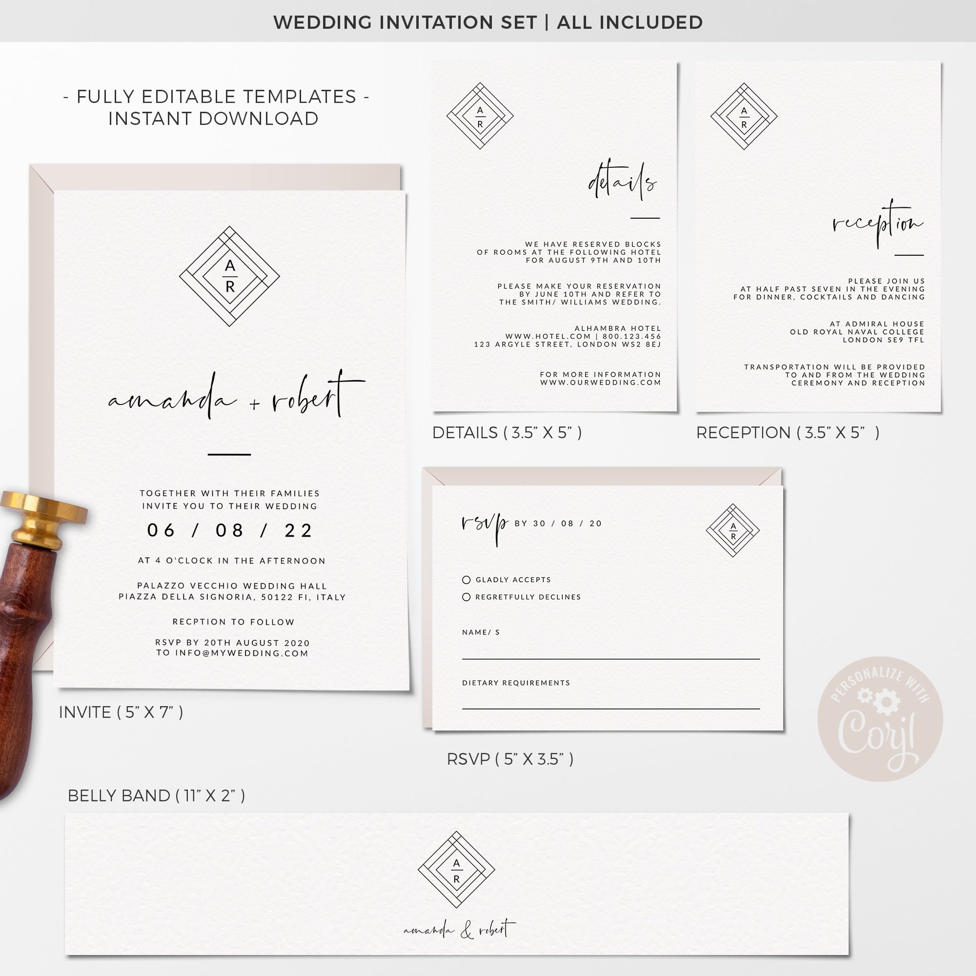 Giulia | Modern Wedding Invitation Set Template