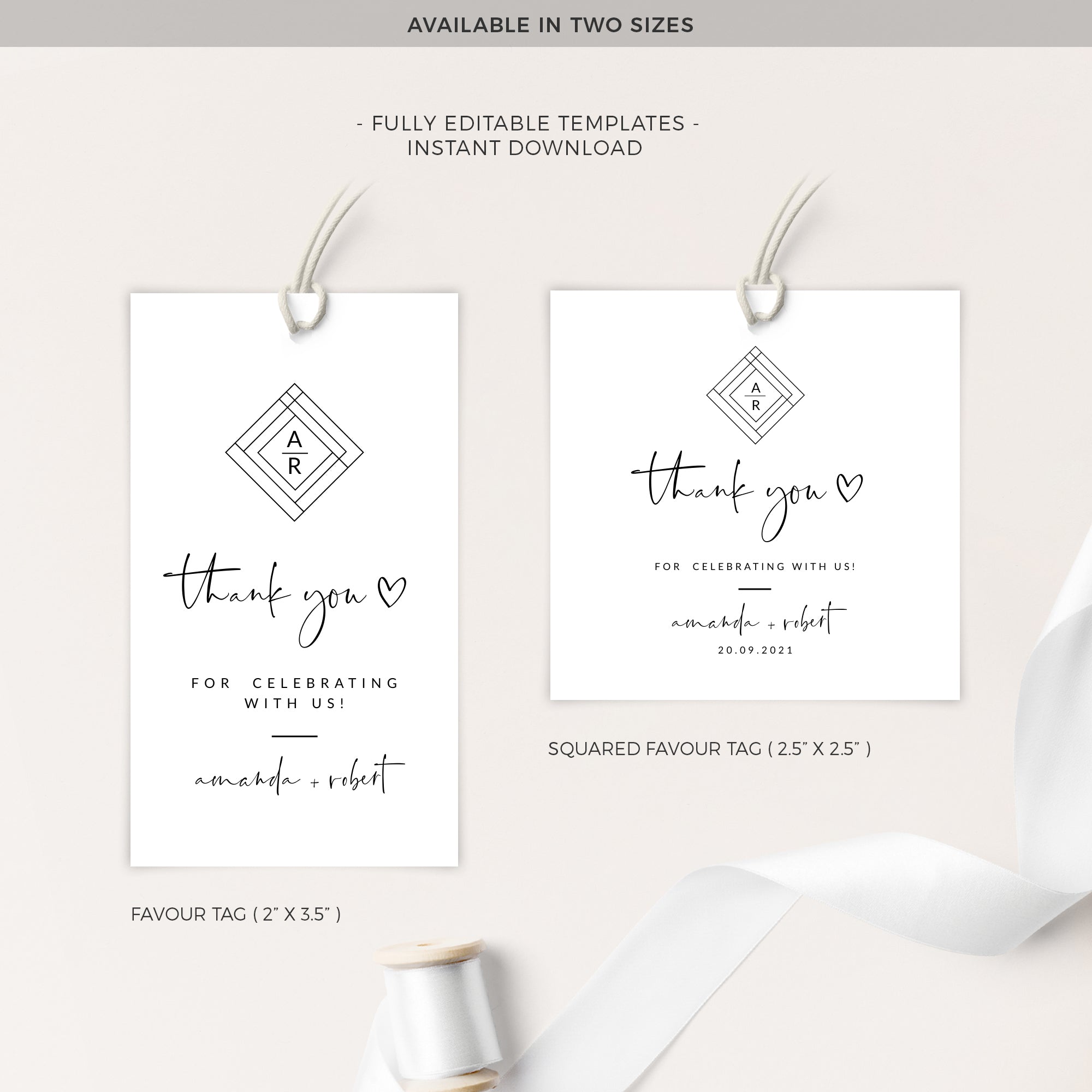 Giulia | Printable Minimalist Wedding Favor Tags Template