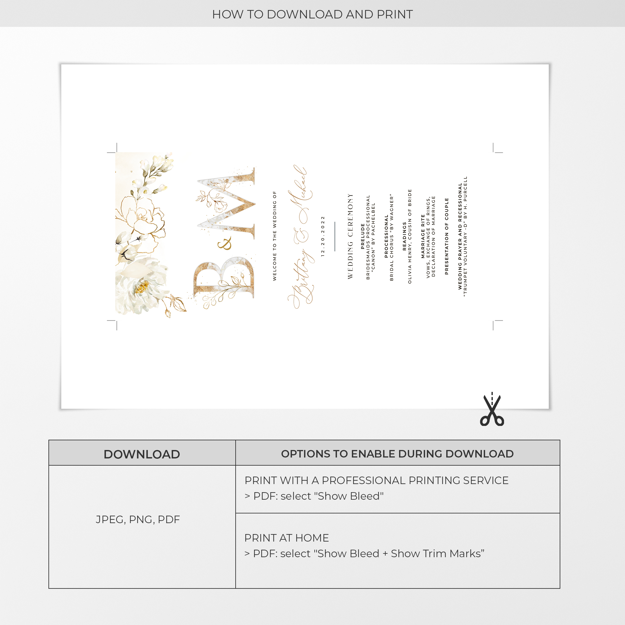 Dora | Elegant Wedding Ceremony Program Template