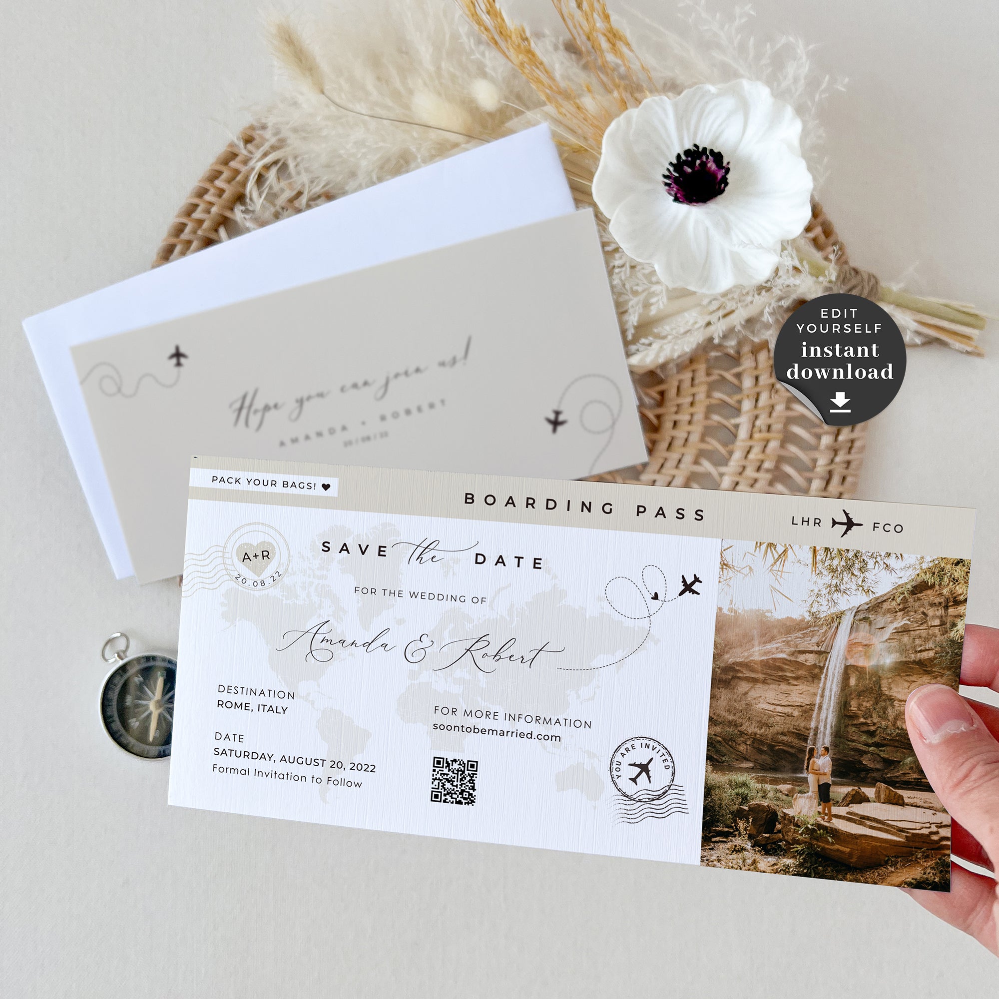 Sofia | Boarding Pass Save The Date Printable