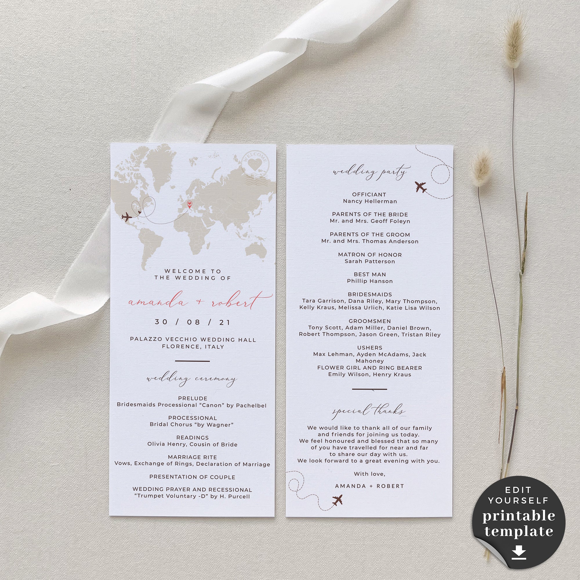 Sofia | Destination Wedding Program Template