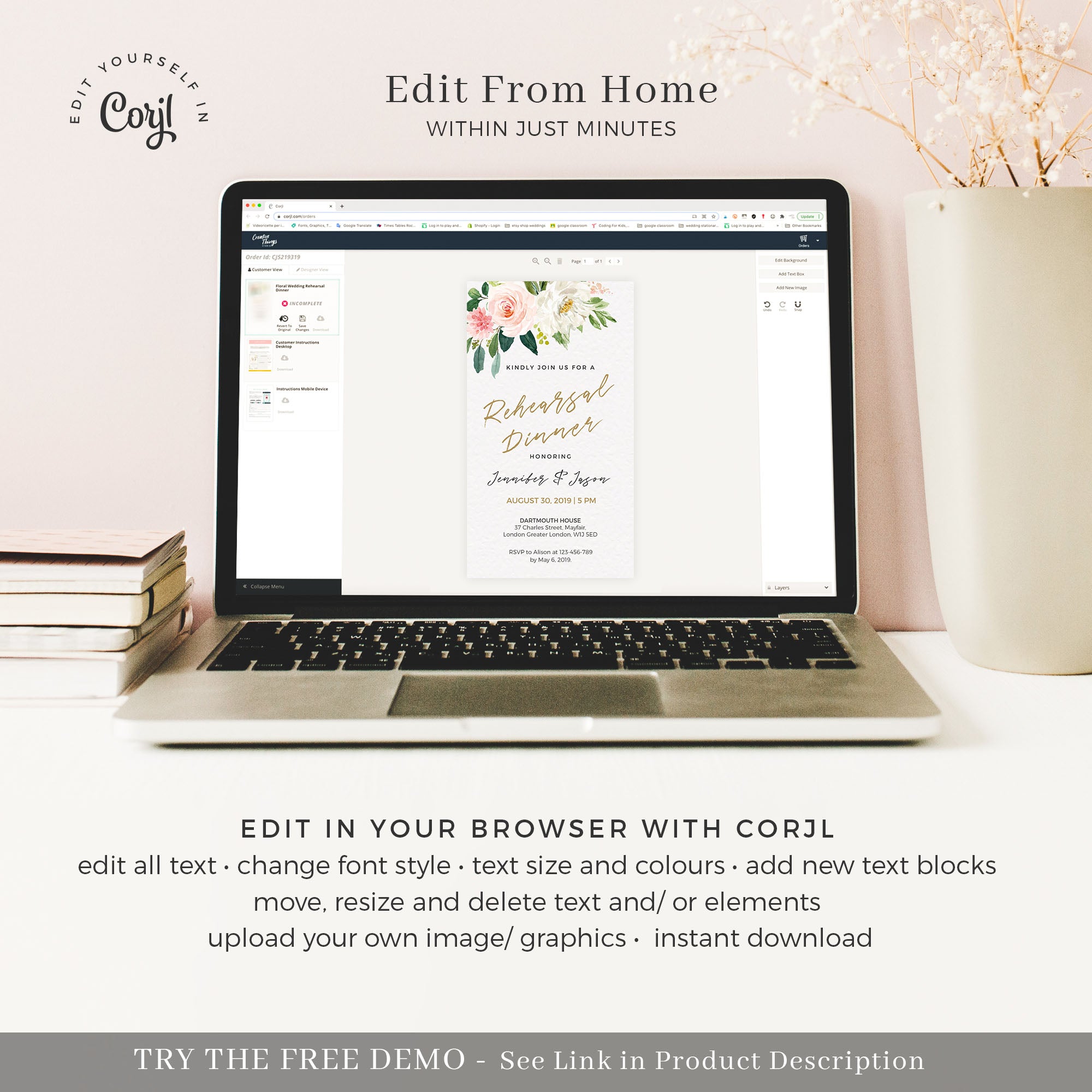 GEMMA Wedding Rehearsal Dinner Electronic Invitation