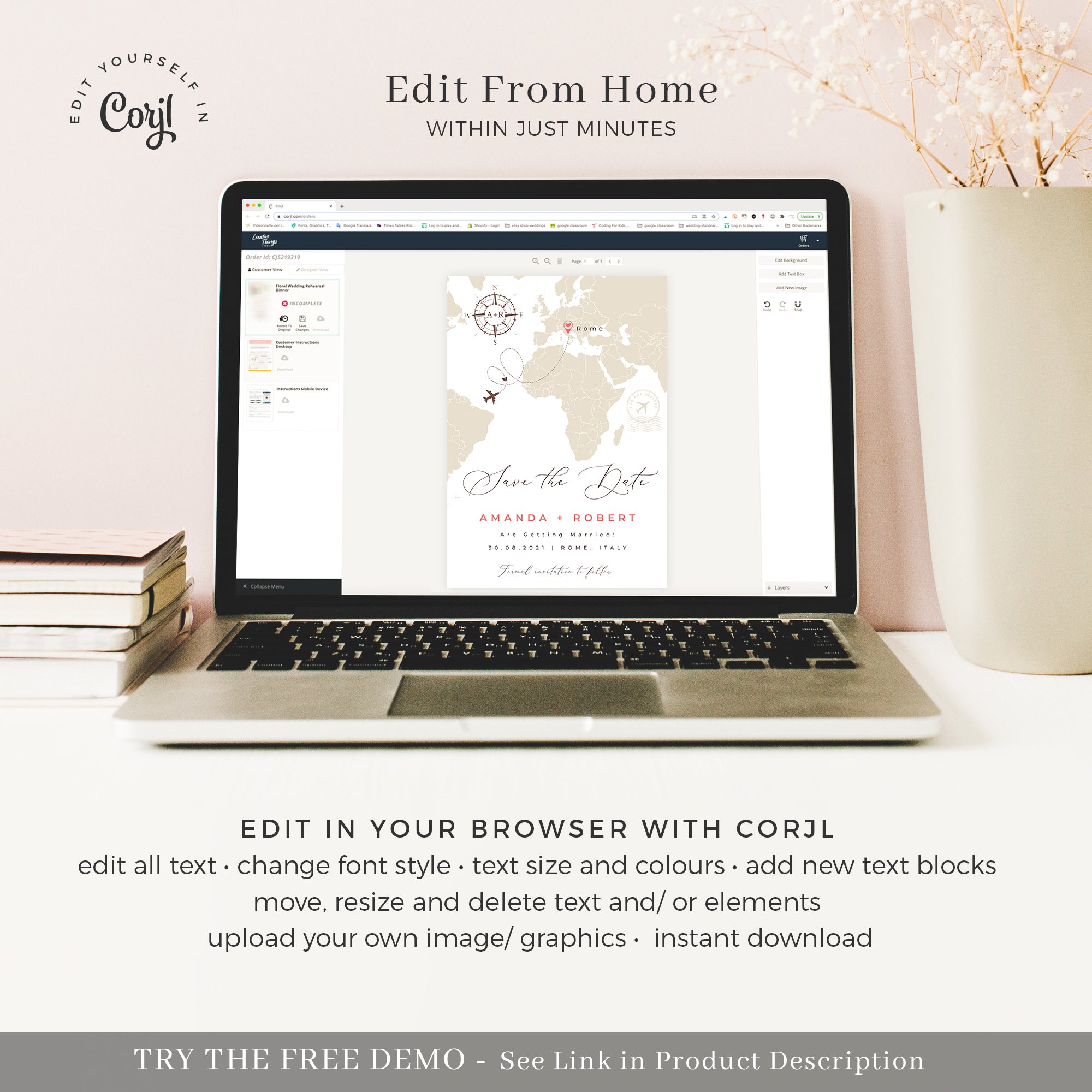 Sofia | World Map Save the Date Card Template