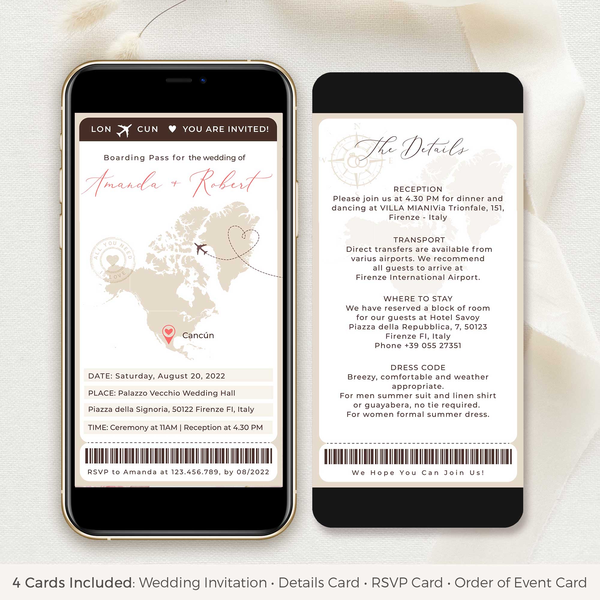 Sofia | Boarding Pass Wedding Invitation Digital