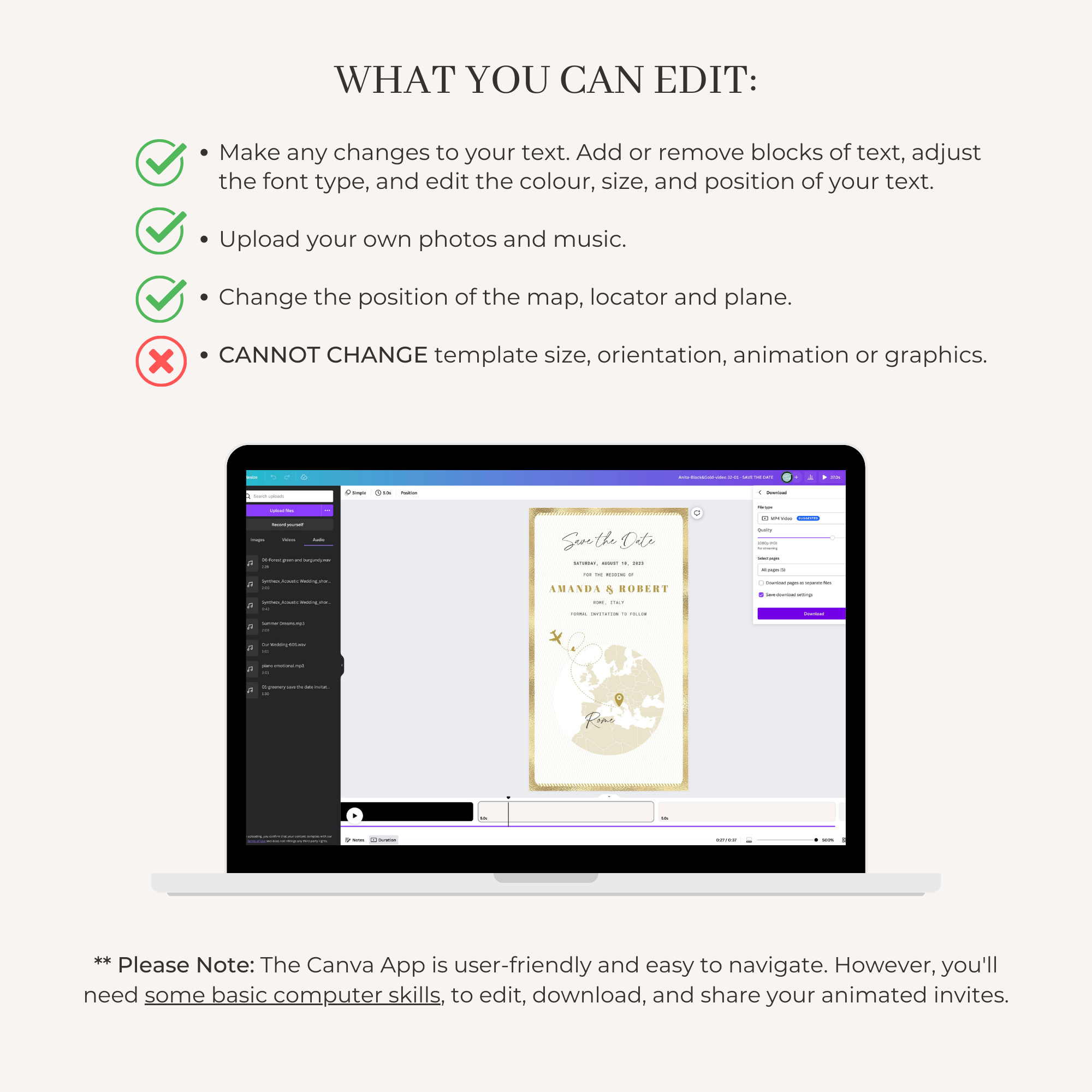 Passport Save The Date Video Template - White &amp; Gold