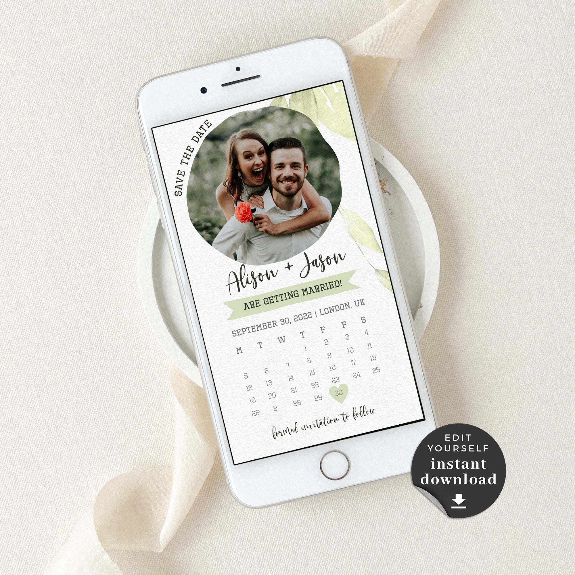 Flora | Calendar Save the Date with Photo Evite
