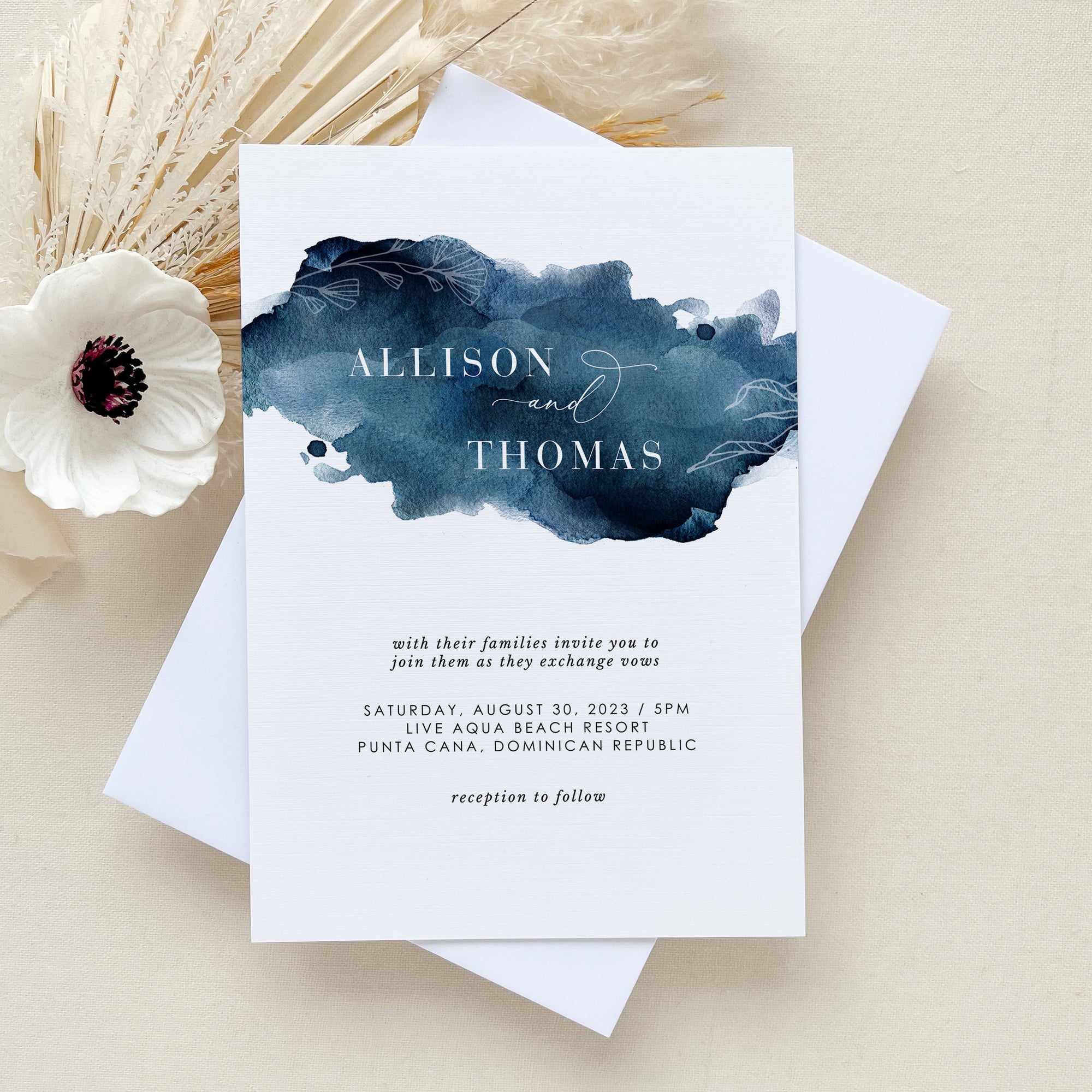 GRETA | Destination Beach Wedding Invitation with Rsvp Template
