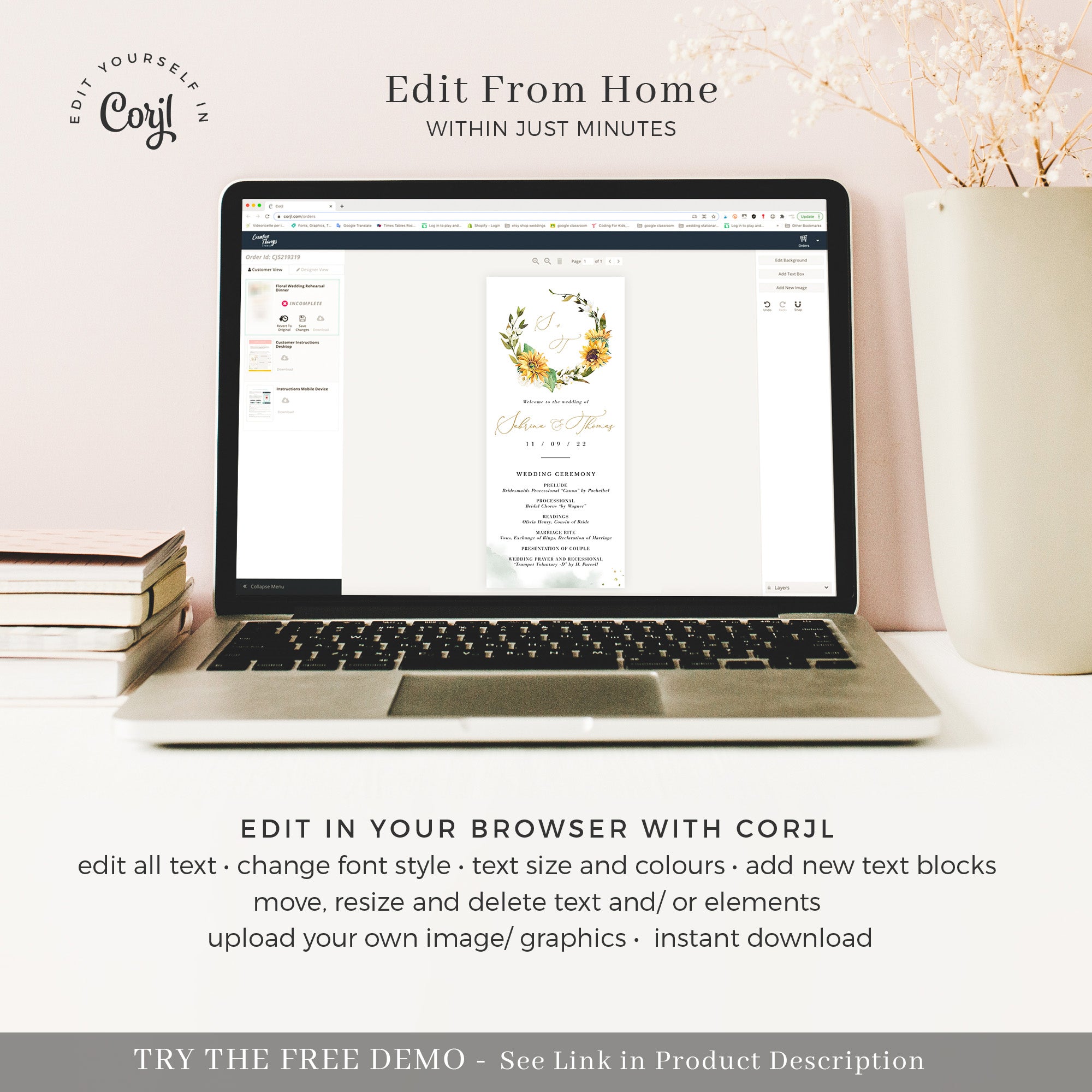 Marisol | Sunflowers Wedding Program Template