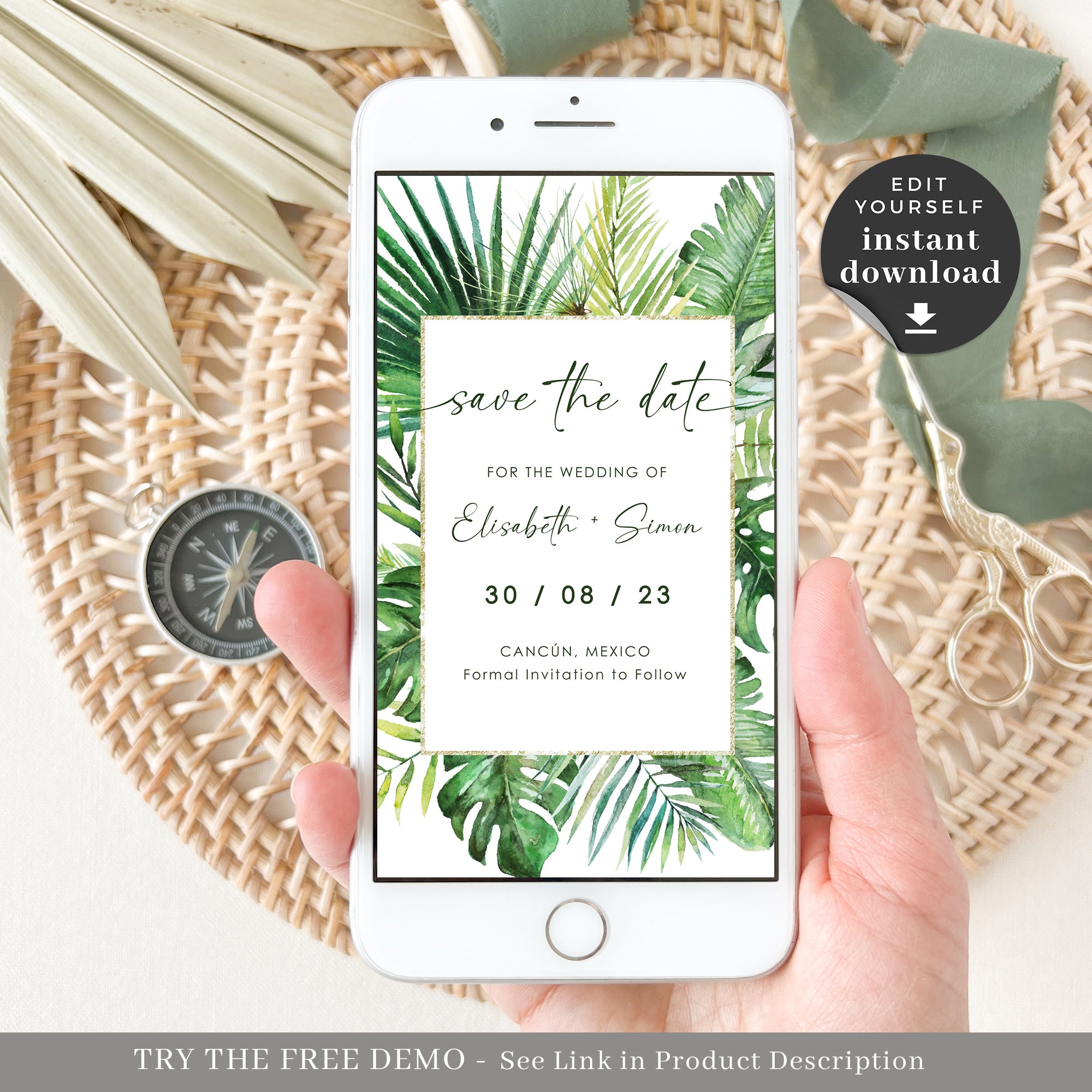 Tropical Theme Electronic Save the Date