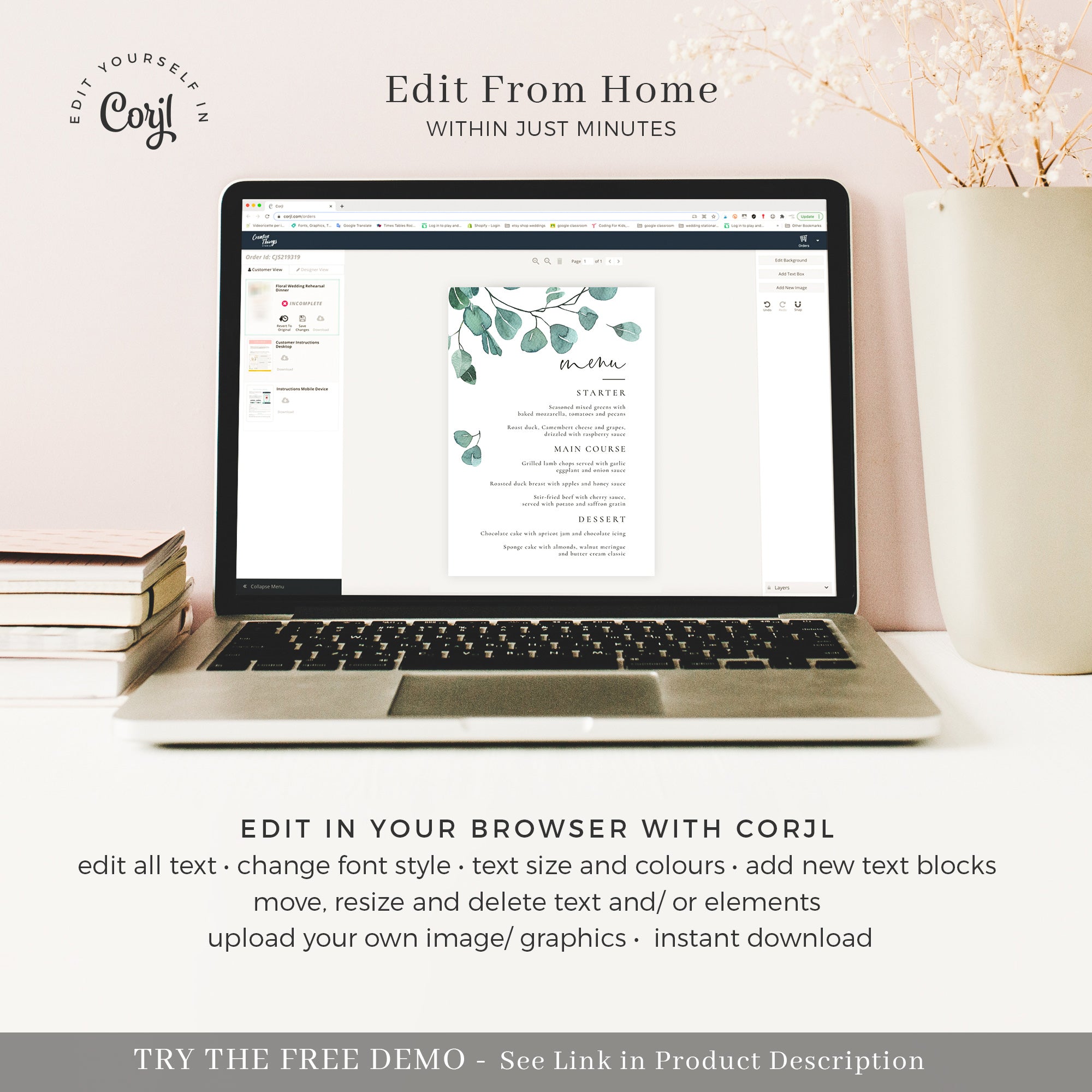 Luisa | Eucalyptus Wedding Menu Template
