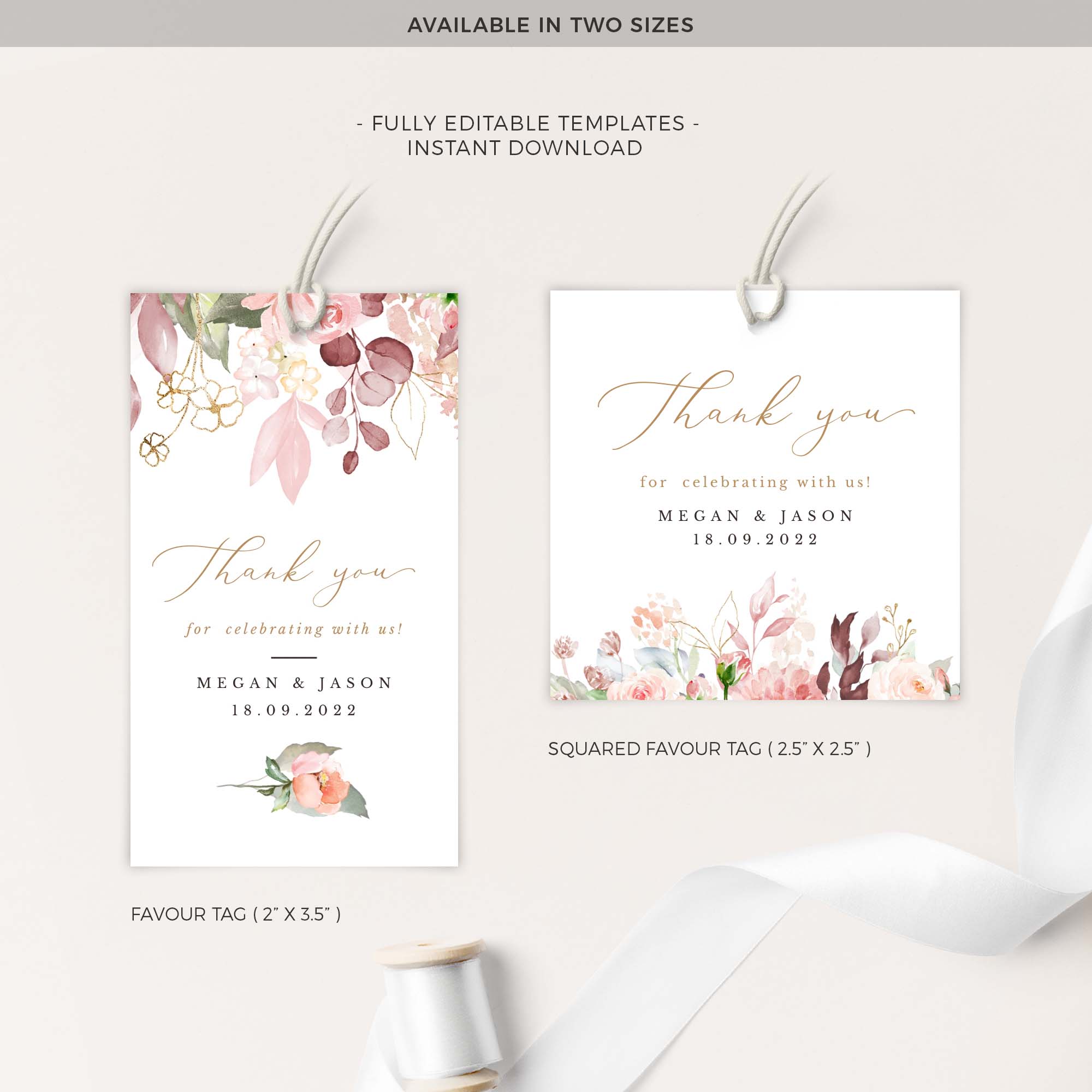 Fiorella | Wedding Favour Tags Template