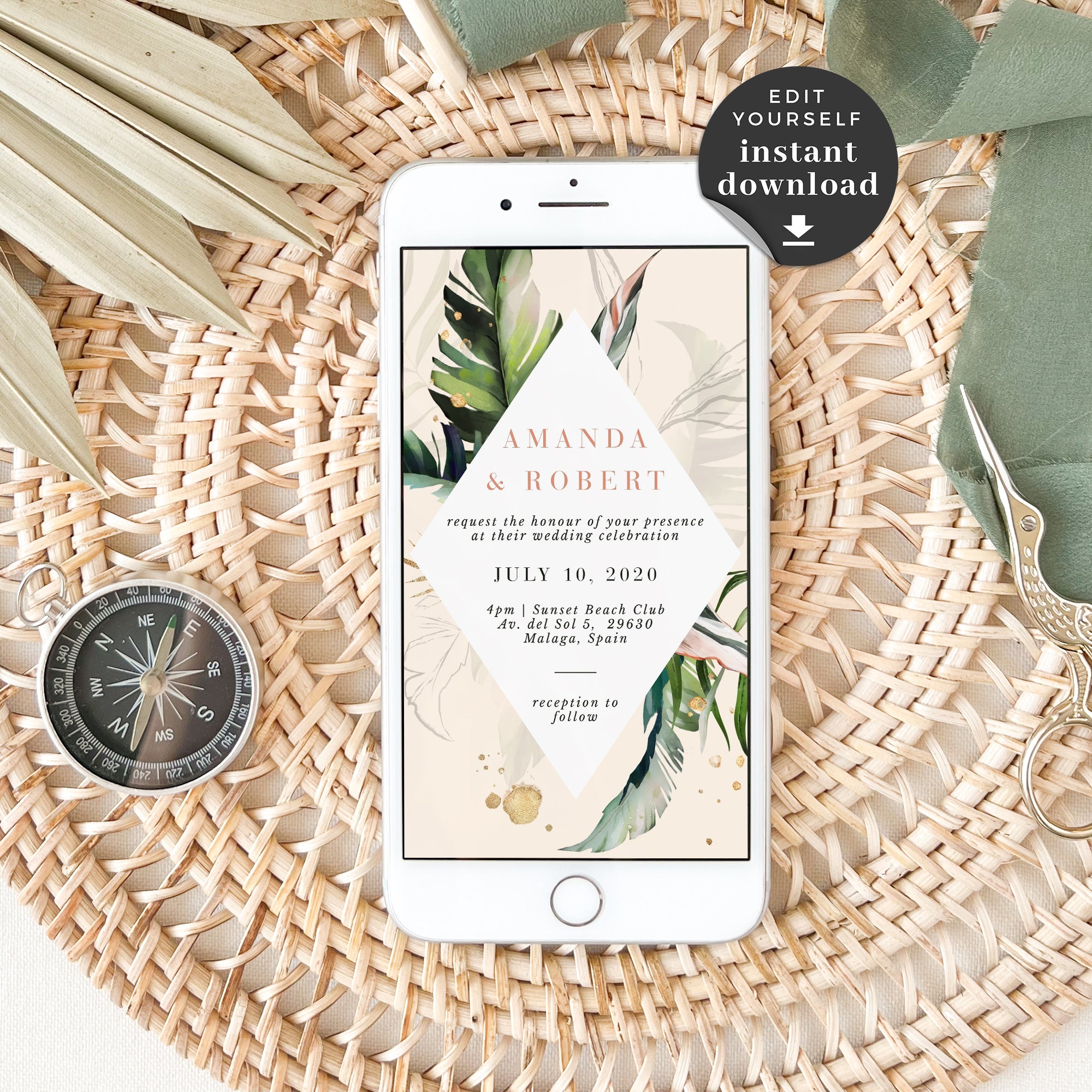 Palma | Tropical Wedding Invitation Digital