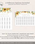 Marisol | Sunflowers Seating Chart Wedding Template