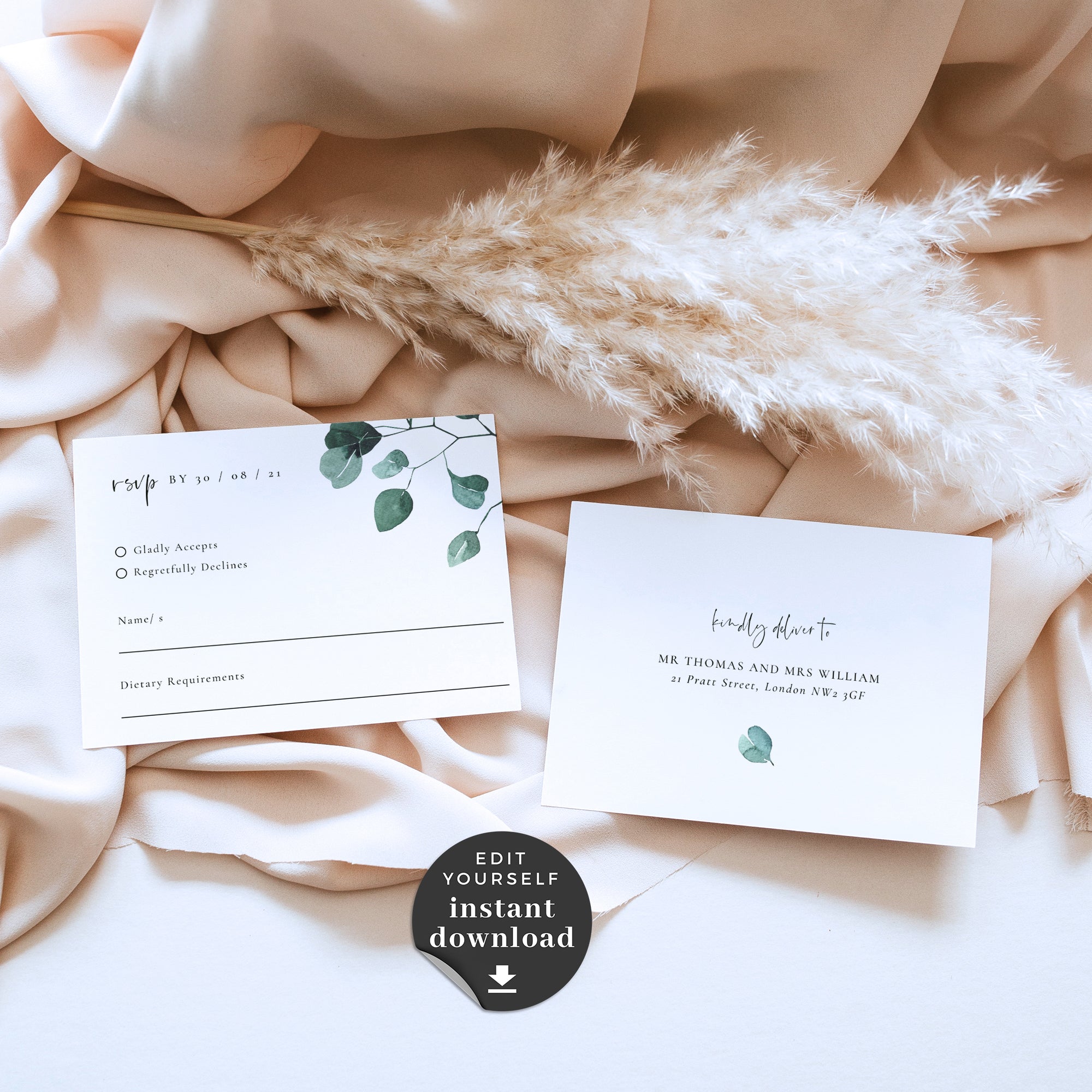 Luisa | Eucalyptus Wedding Invitation Set Template