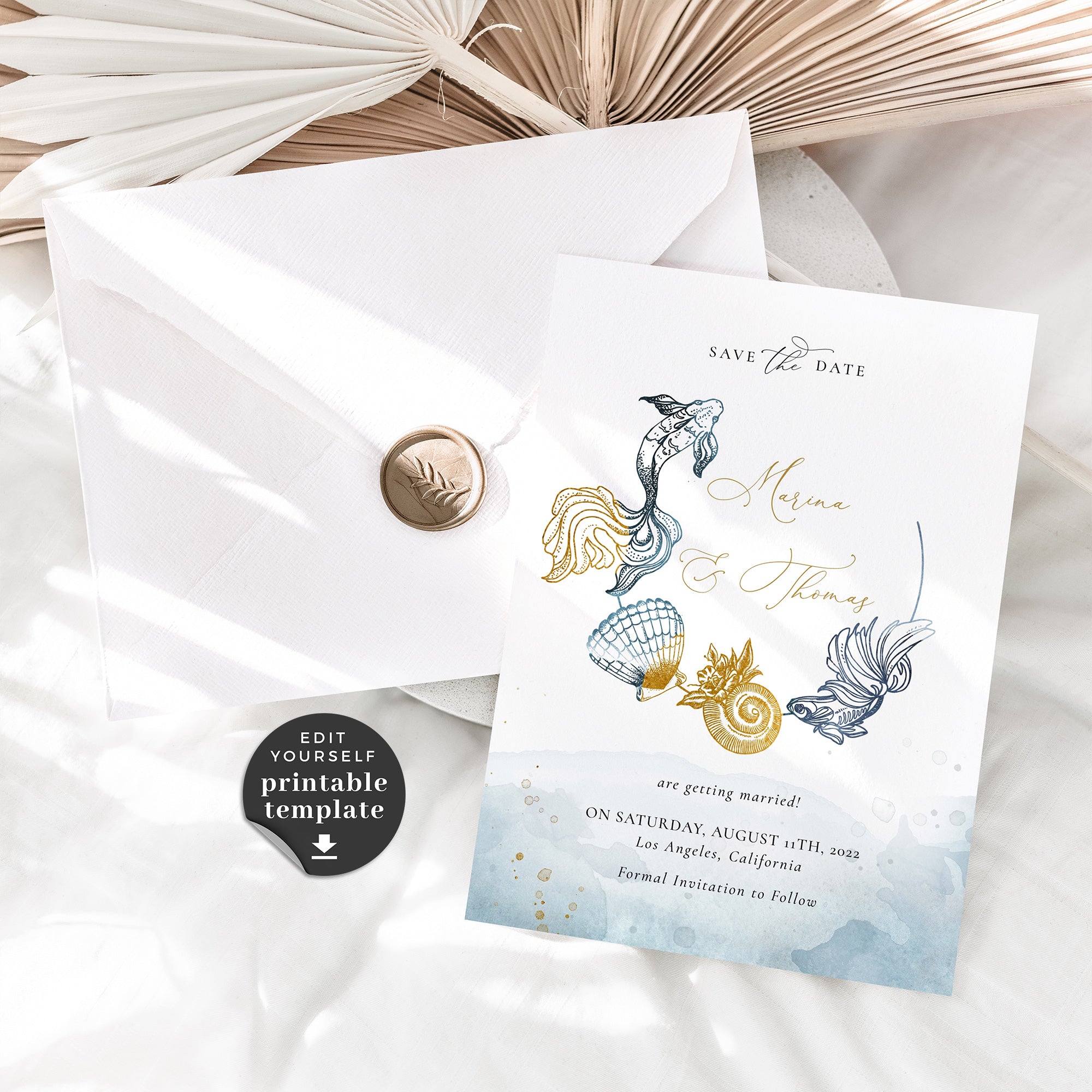 Marina | Beach Wedding Save the Date Template