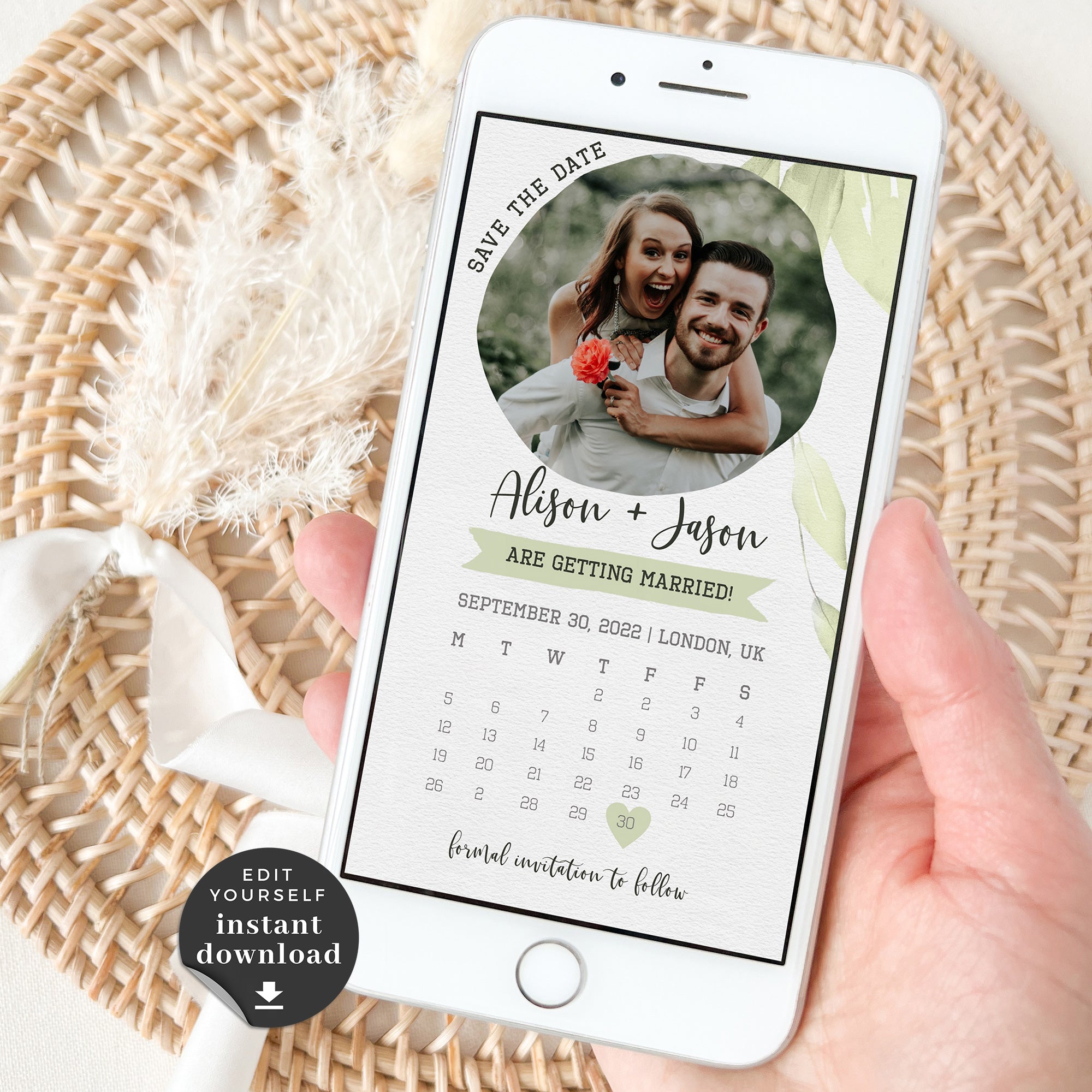 Flora | Calendar Save the Date with Photo Evite