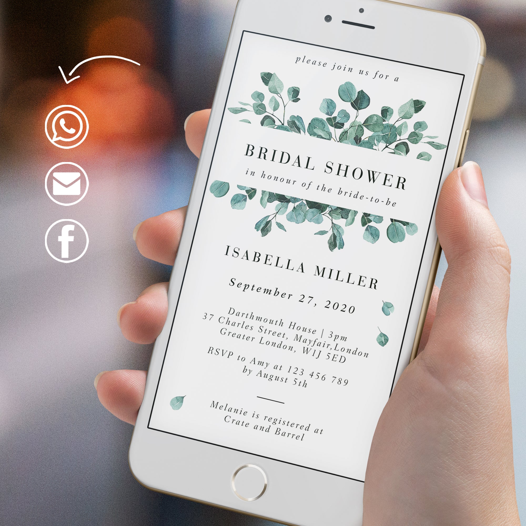 Luisa | Eucalyptus Bridal Shower Electronic Invitation