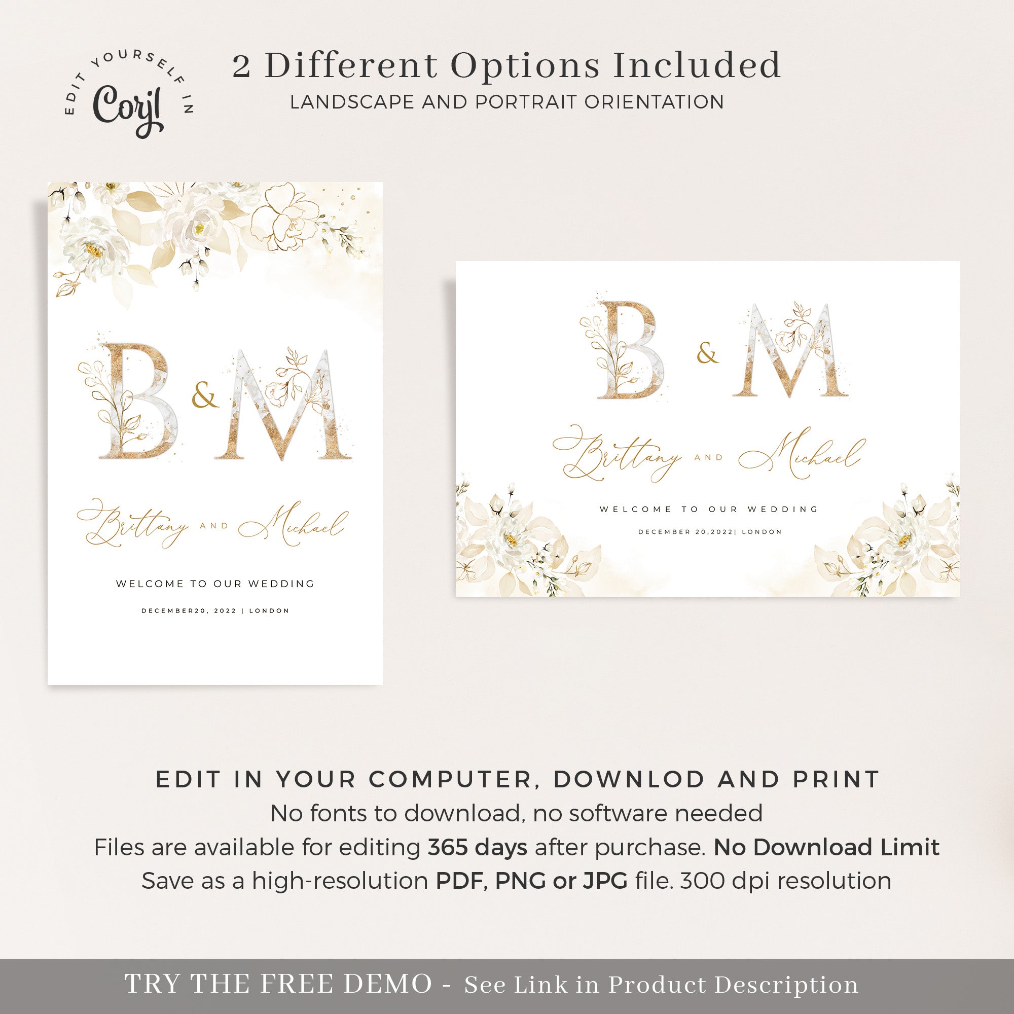 Dora | Elegant Wedding Sign Template