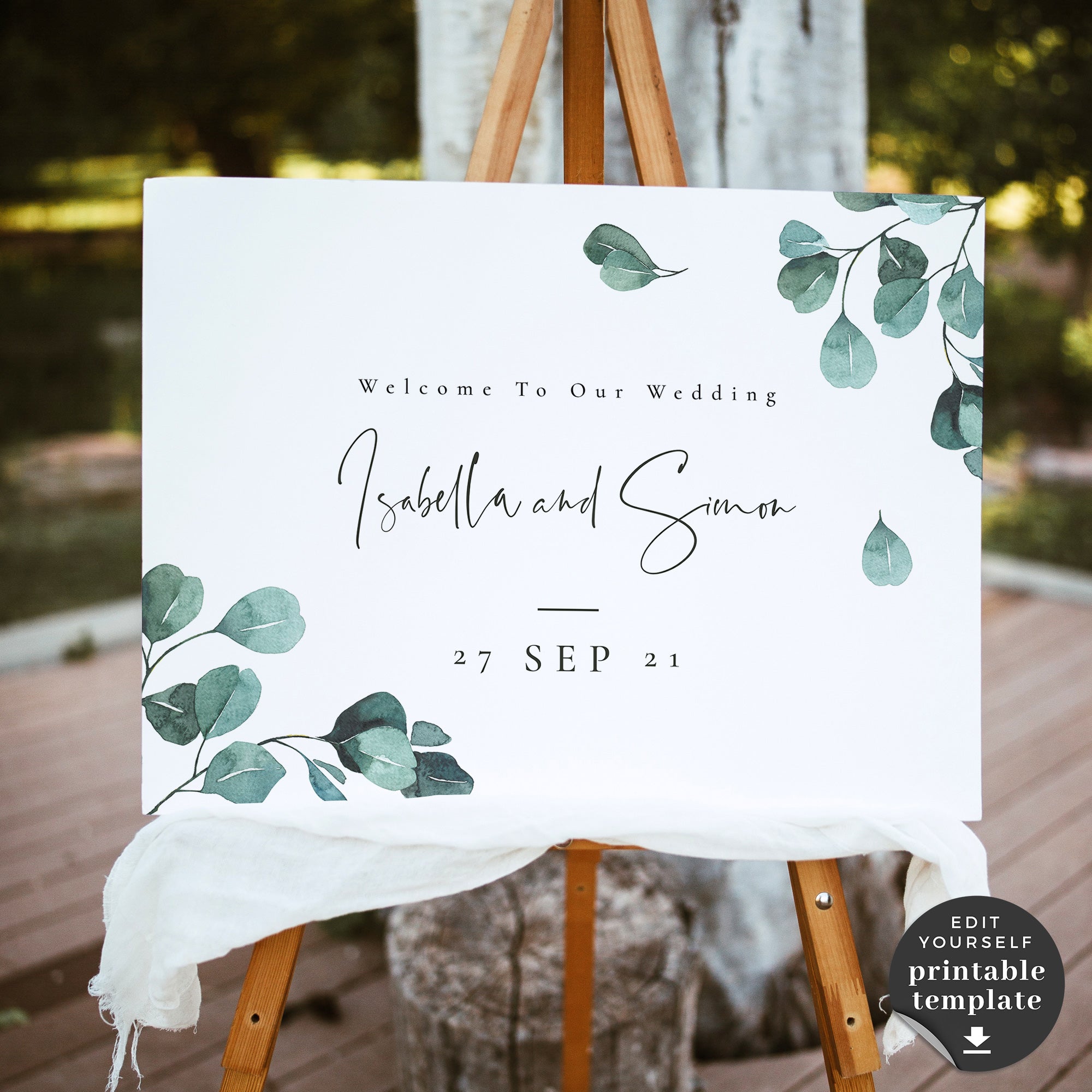 Luisa | Eucalyptus Wedding Welcome Sign Template