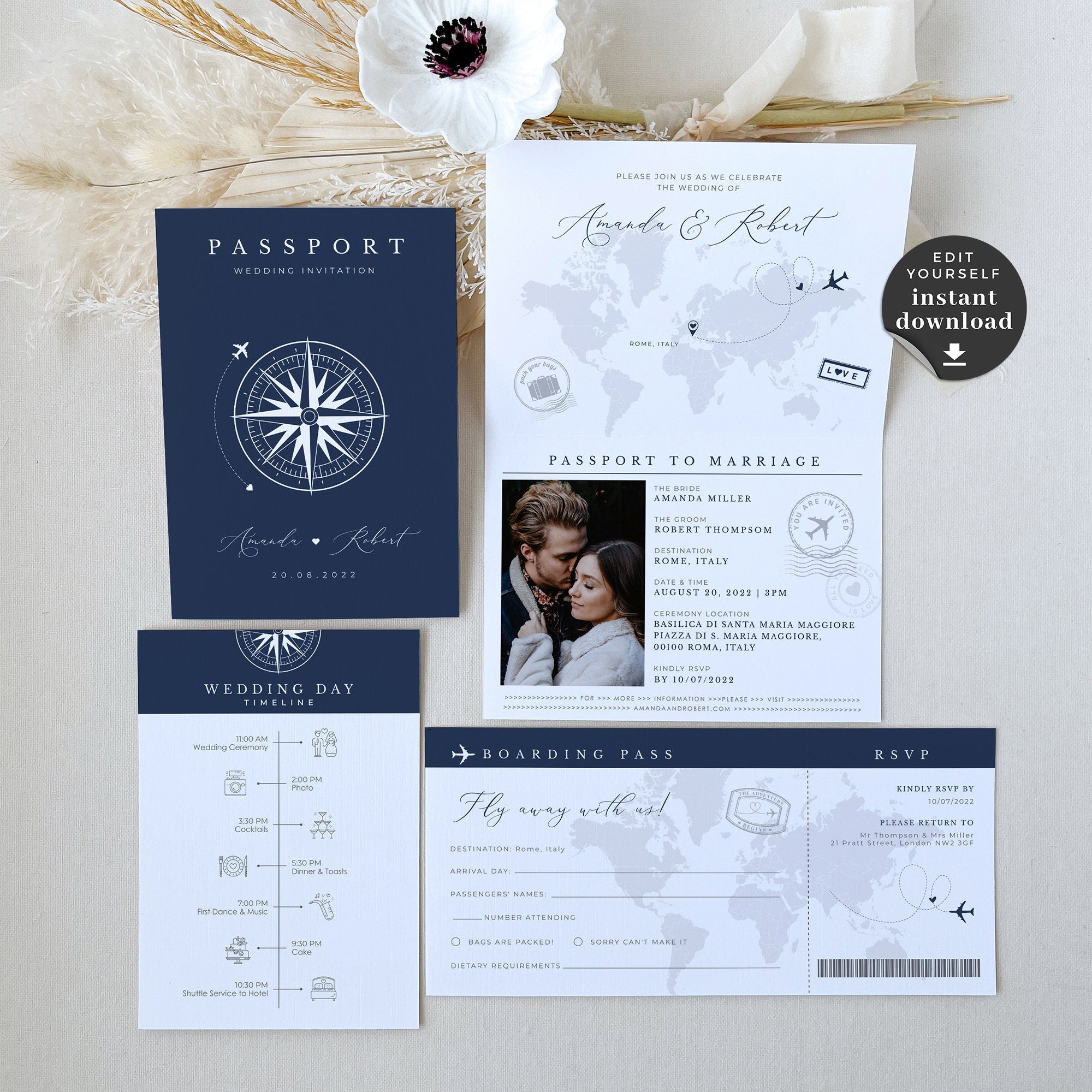 Sofia | Passport Invitation Wedding Template