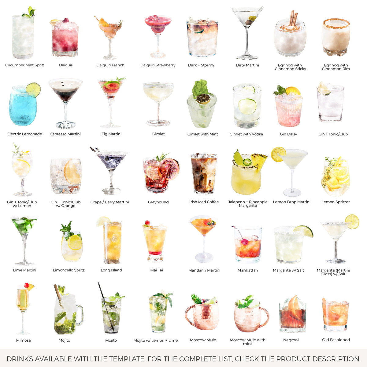 Cocktail Format SCARLETT His and Hers Cocktail Sign Template – Creative Things Studio