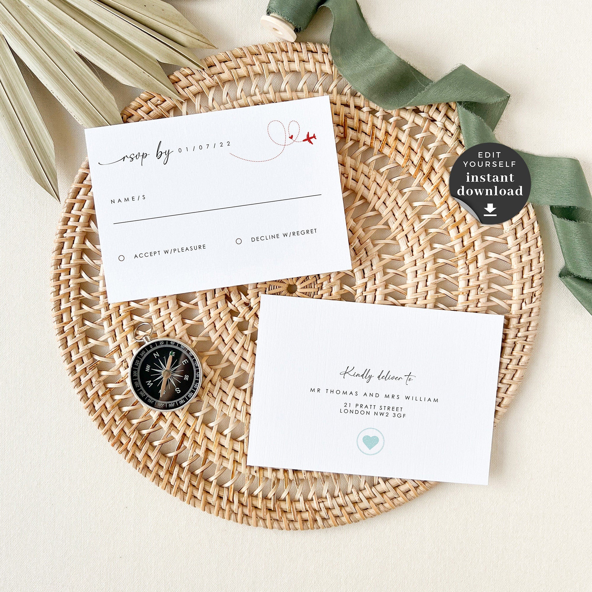 Mexico Destination Wedding Invitation Suite Template