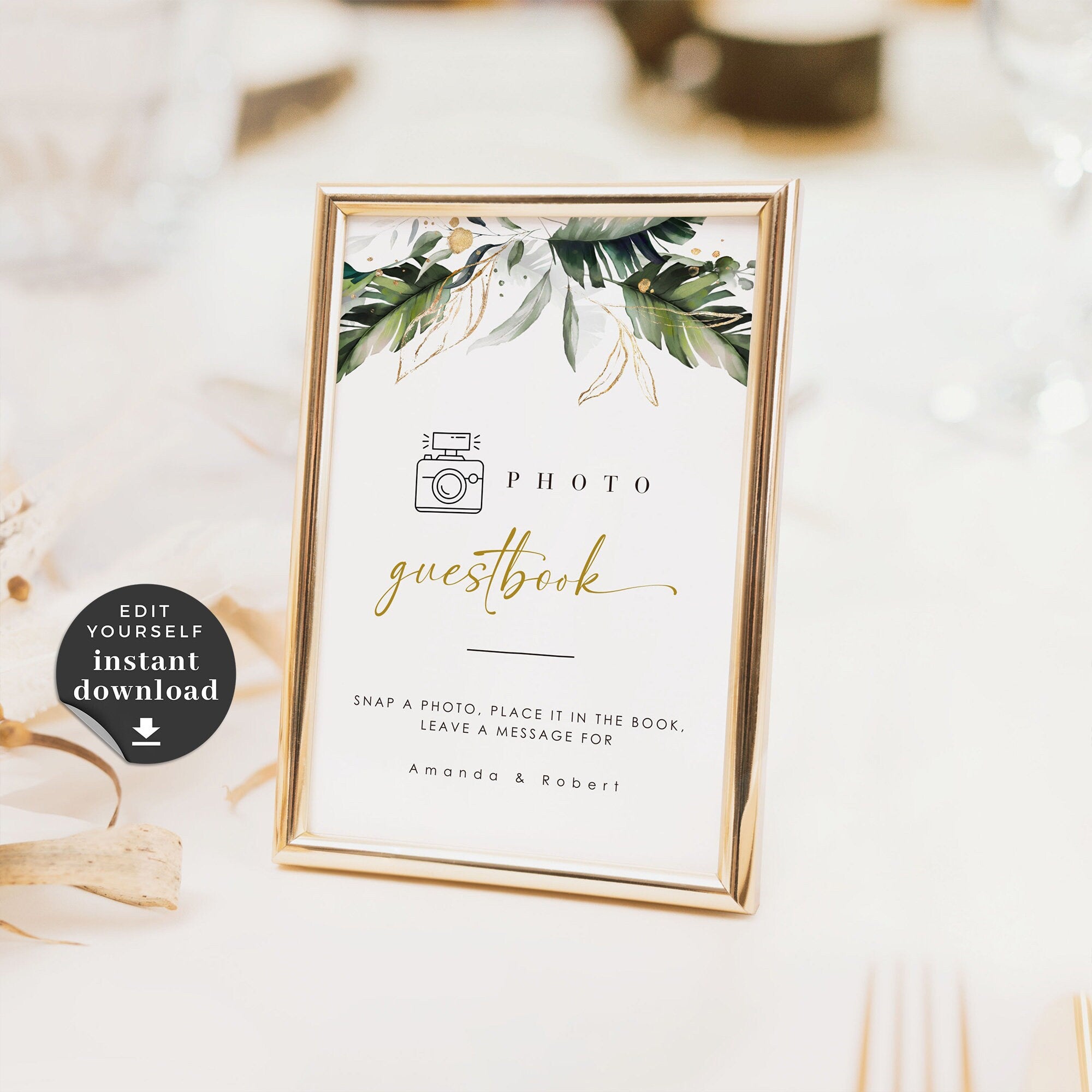 PALMA Tropical Photo Guest Book Sign Printable Template