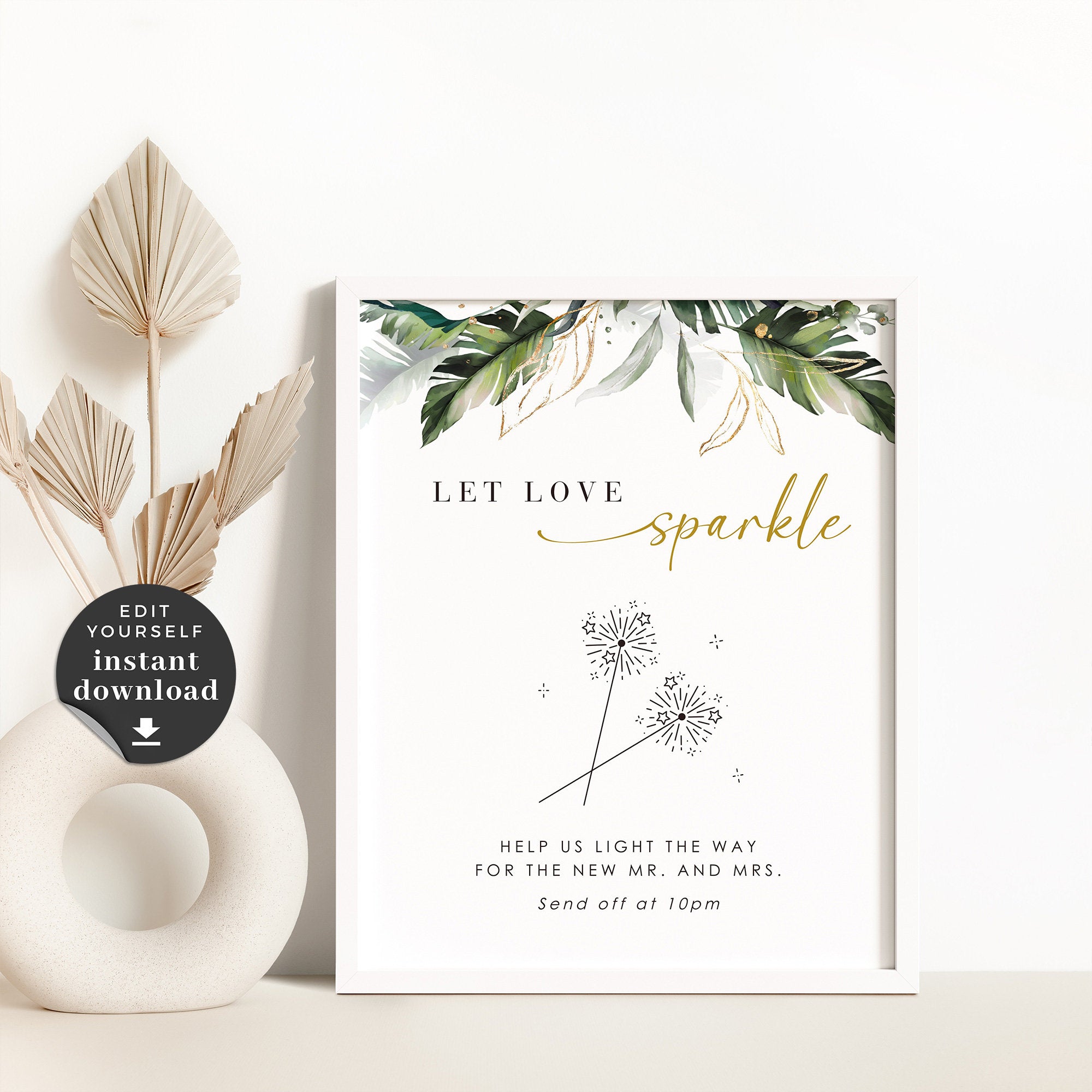 PALMA Tropical Wedding Send Off Sparklers Sign Template