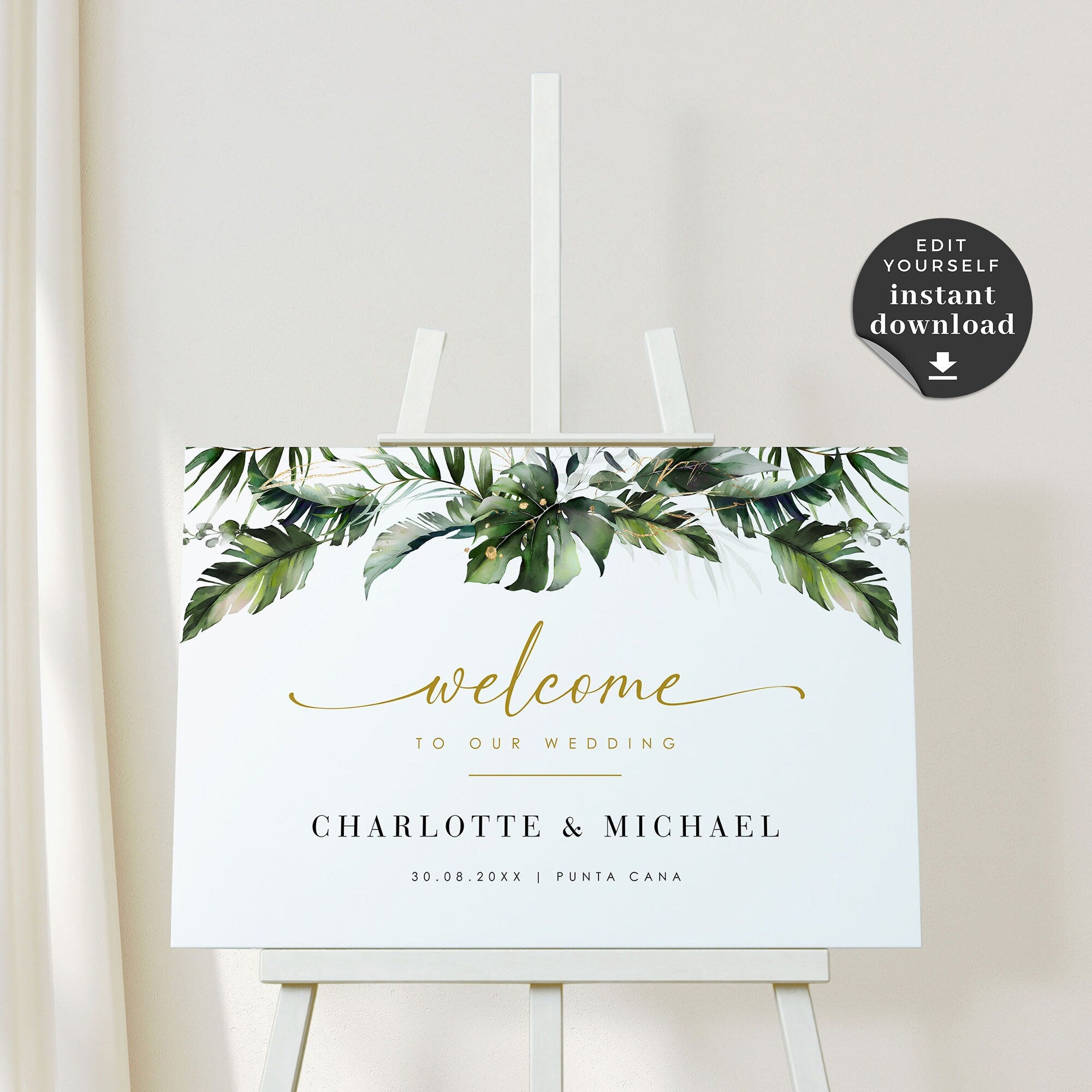 PALMA Tropical Welcome Wedding Sign Template