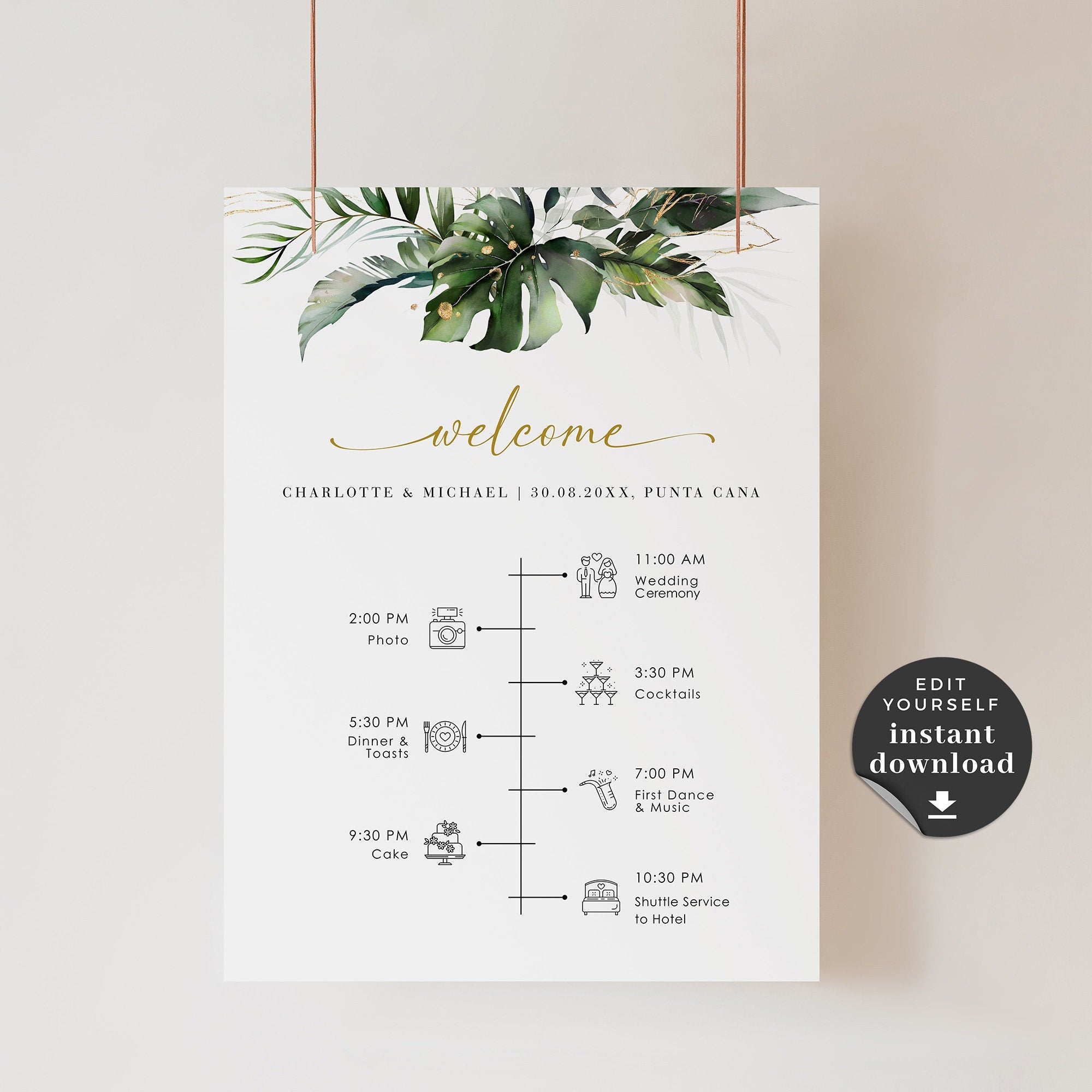 PALMA Wedding Day Timeline Sign Template