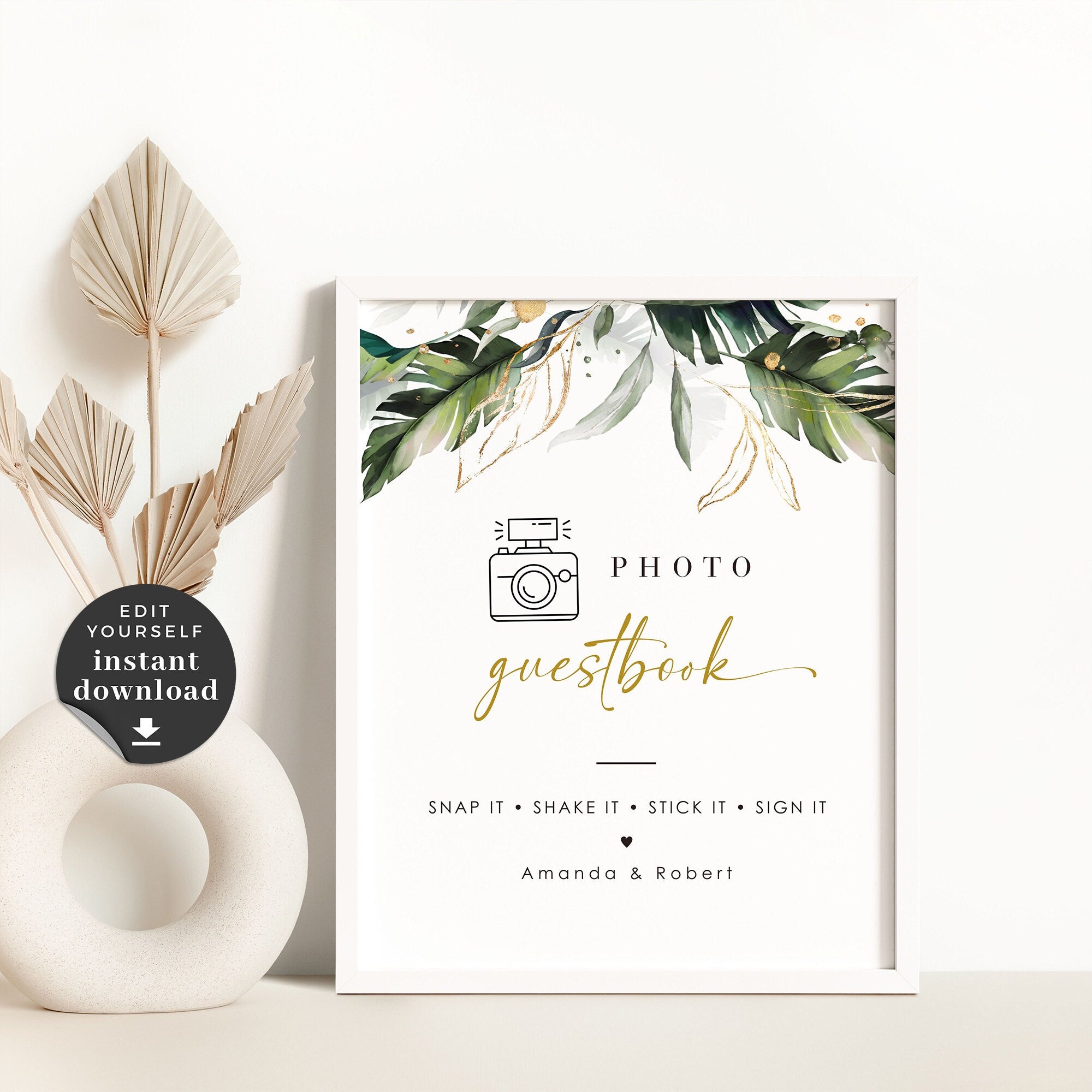 PALMA Tropical Photo Guest Book Sign Printable Template