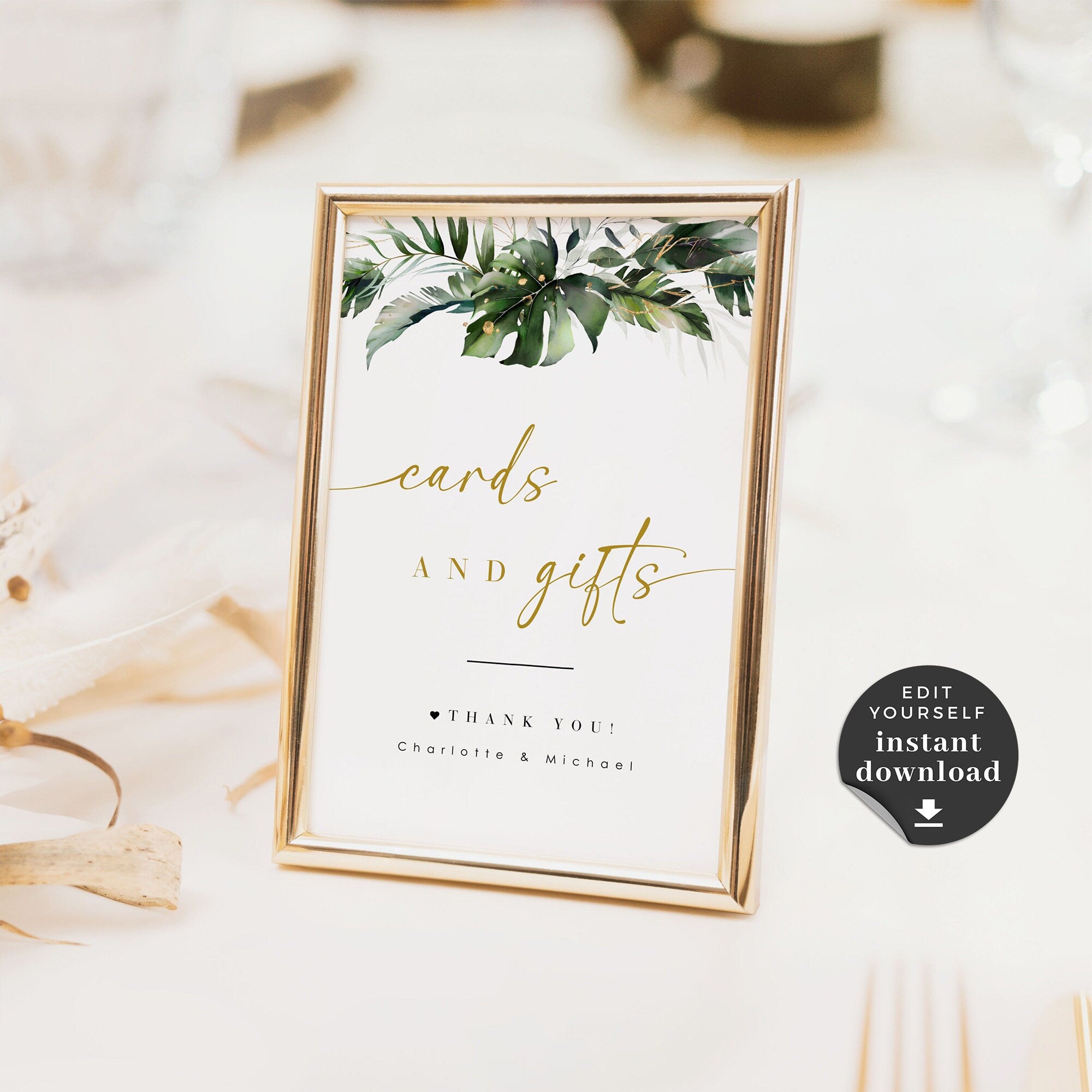 PALMA Cards and Gift Sign Template Tropical