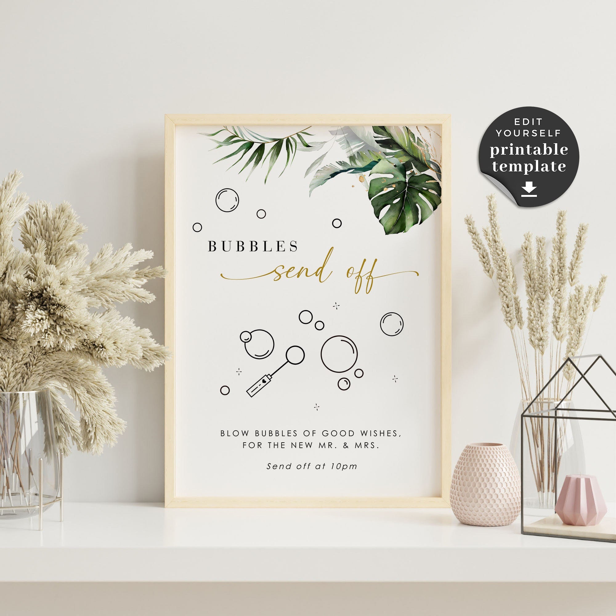 PALMA Bubble Send Off Wedding Sign Tropical