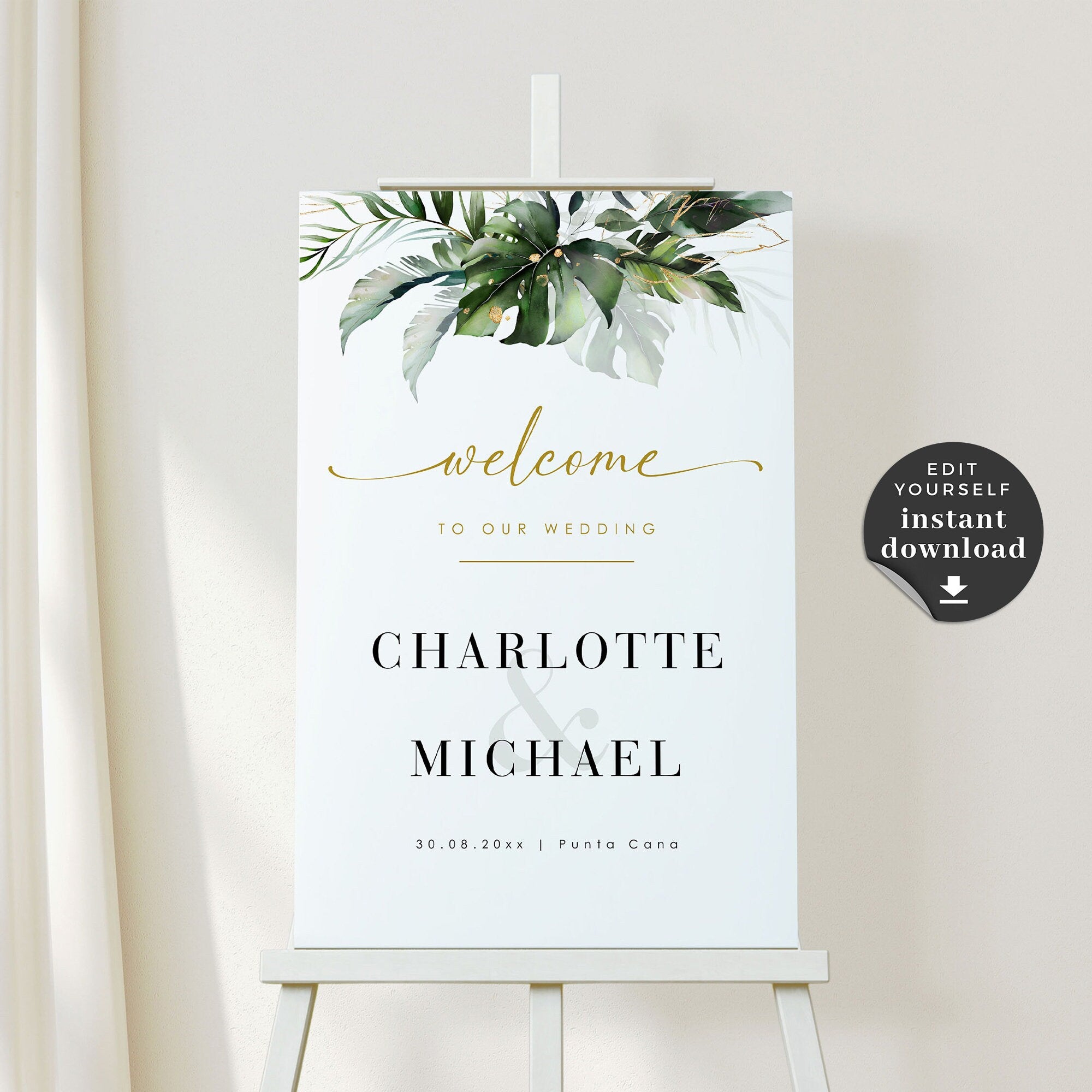 PALMA Tropical Welcome Wedding Sign Template