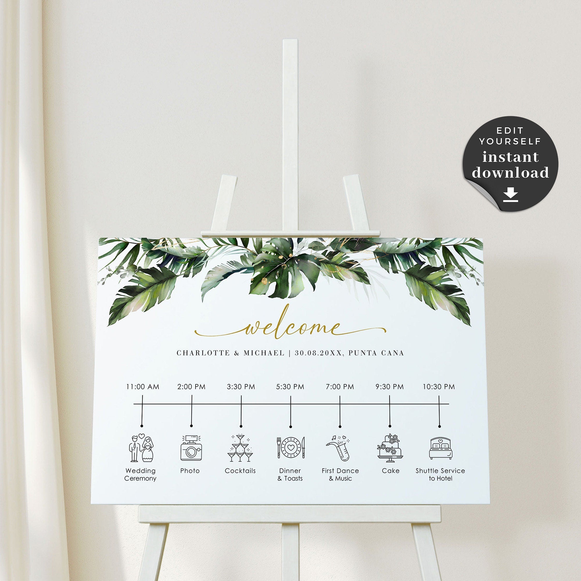 PALMA Wedding Day Timeline Sign Template