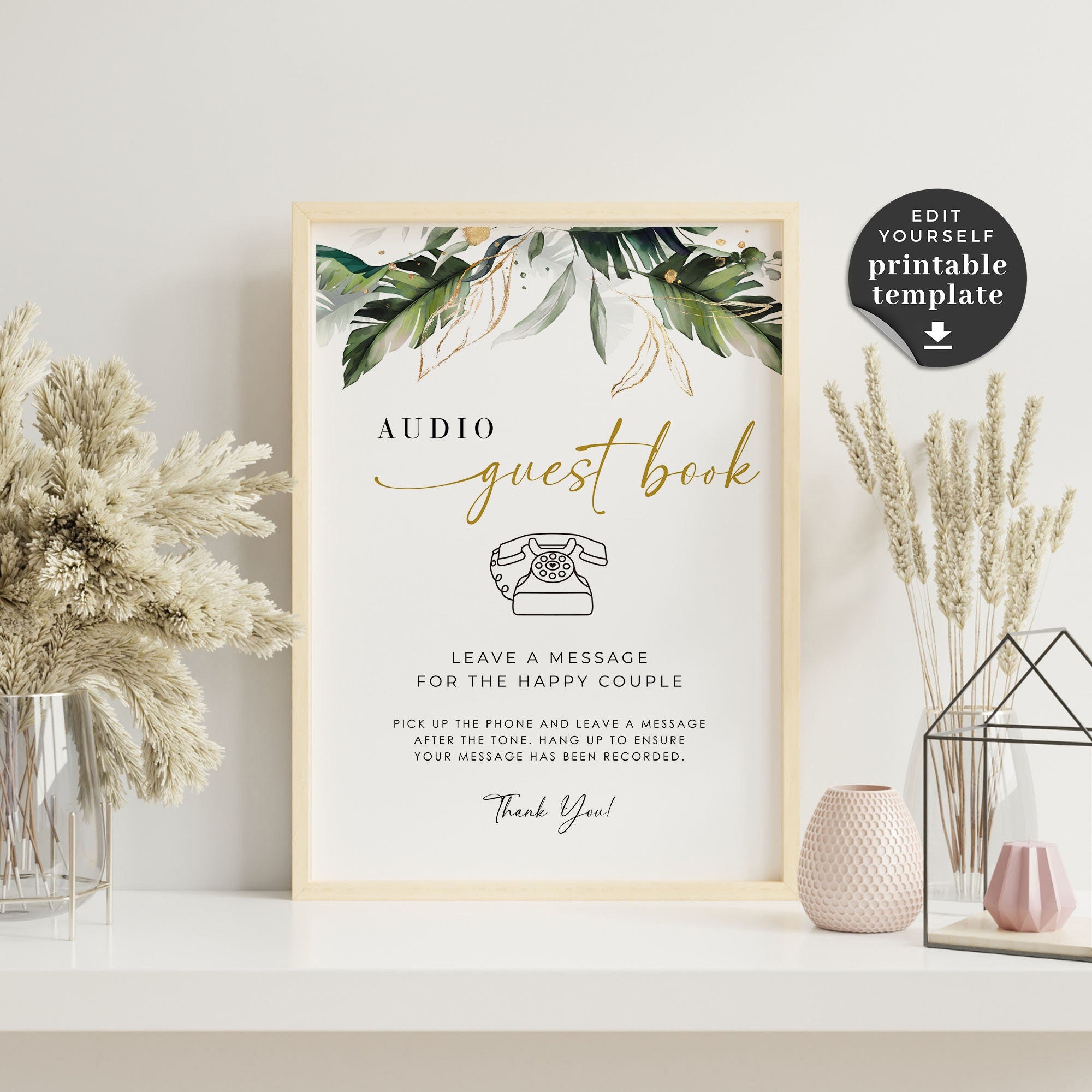 PALMA Audio Guest Book Sign Template Tropical
