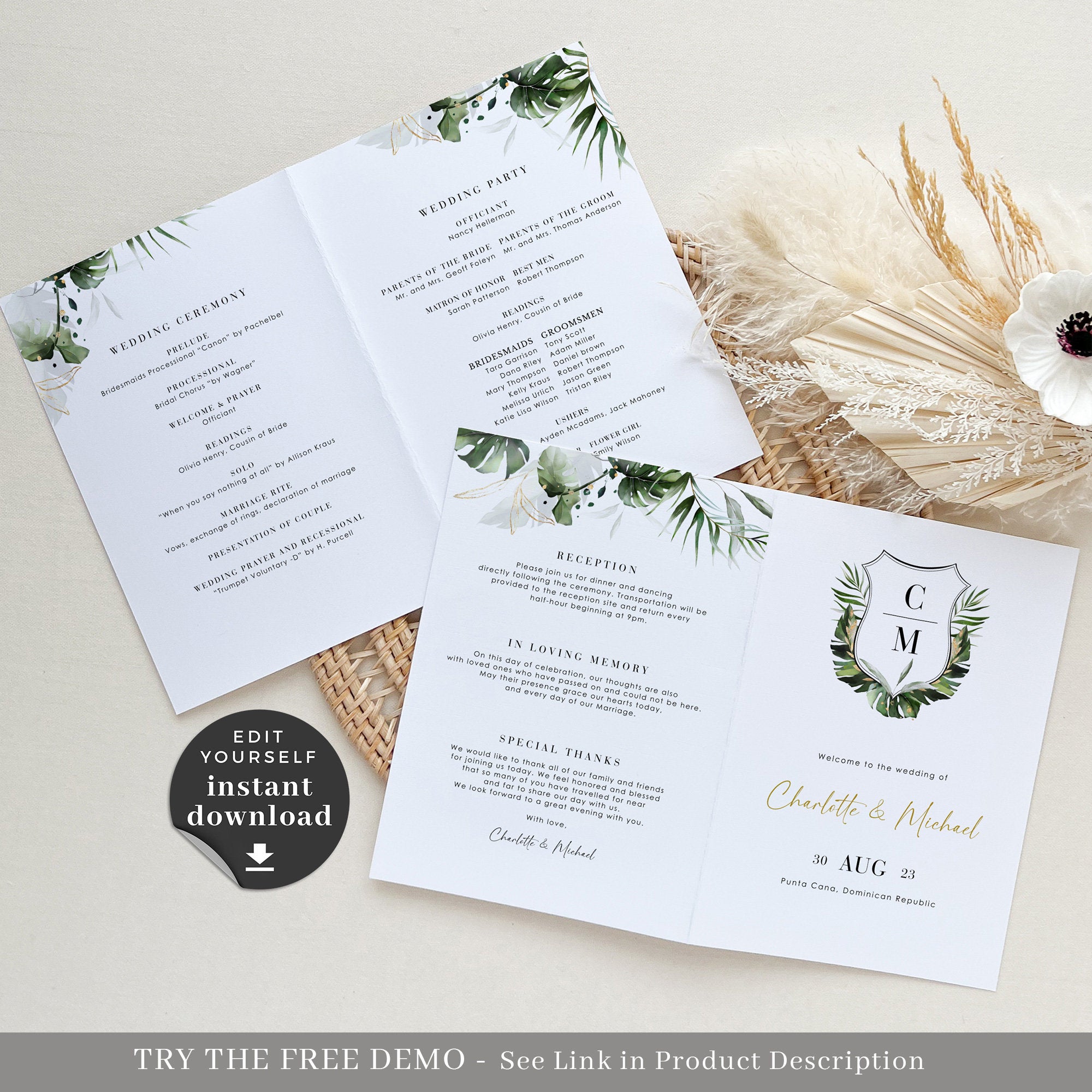 PALMA Template for Wedding Program Tropical