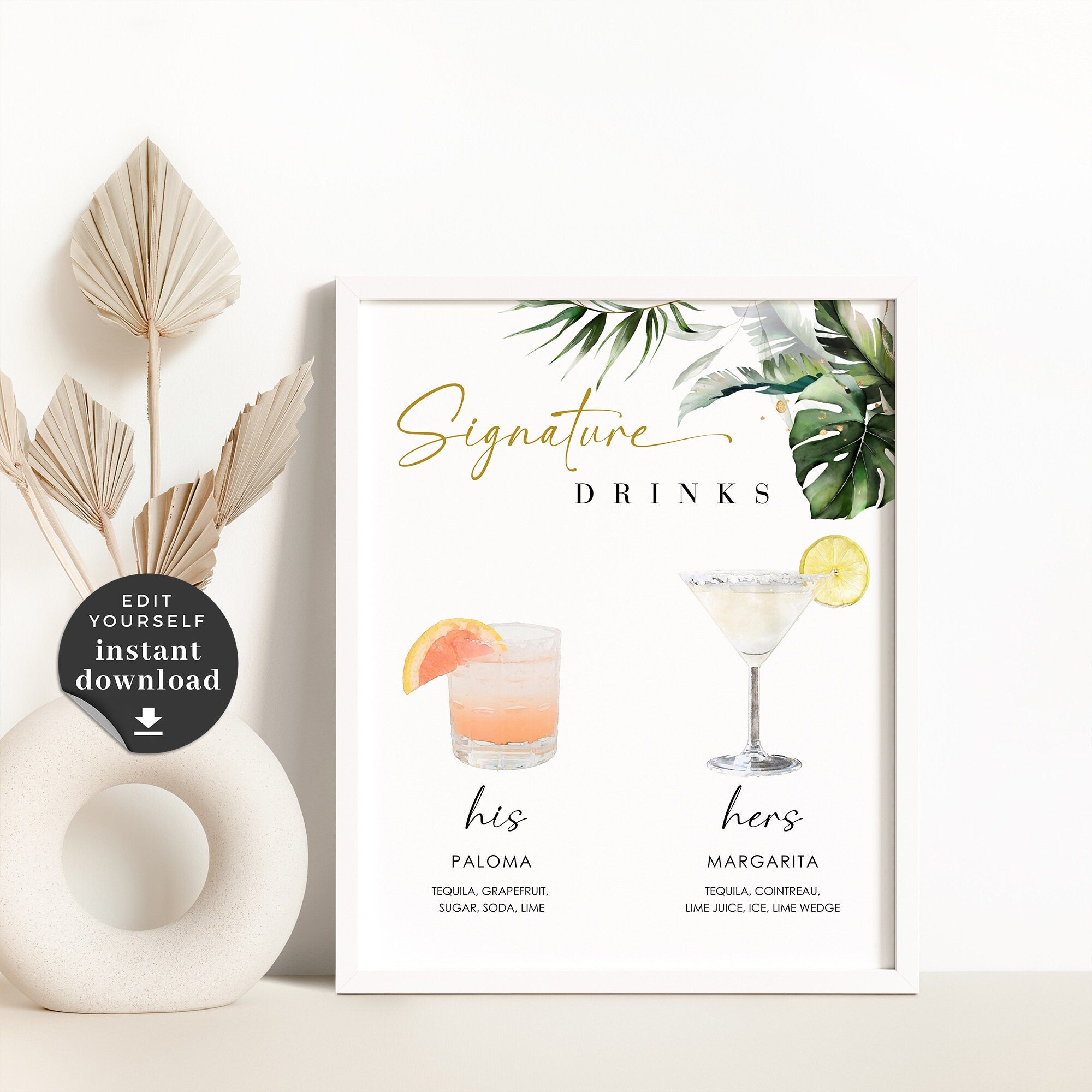 PALMA Tropical Signature Drink Signage Template