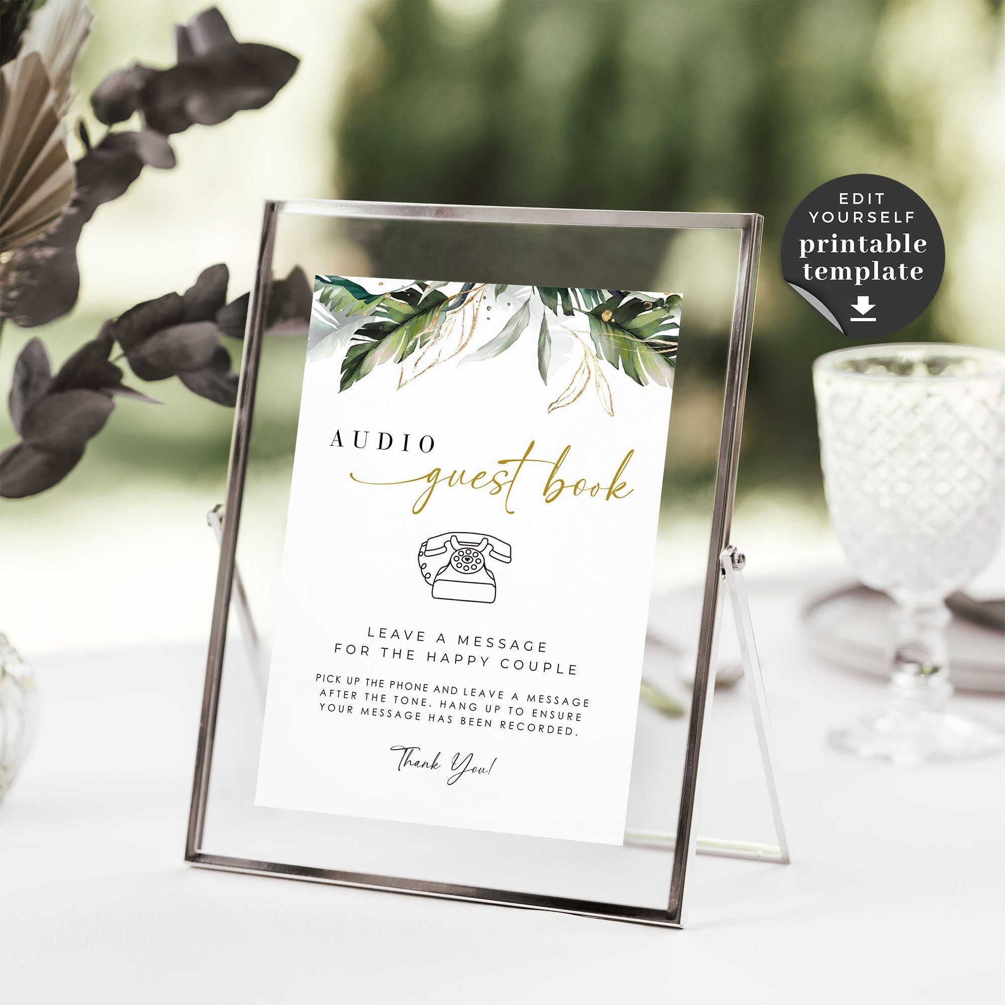 PALMA Audio Guest Book Sign Template Tropical