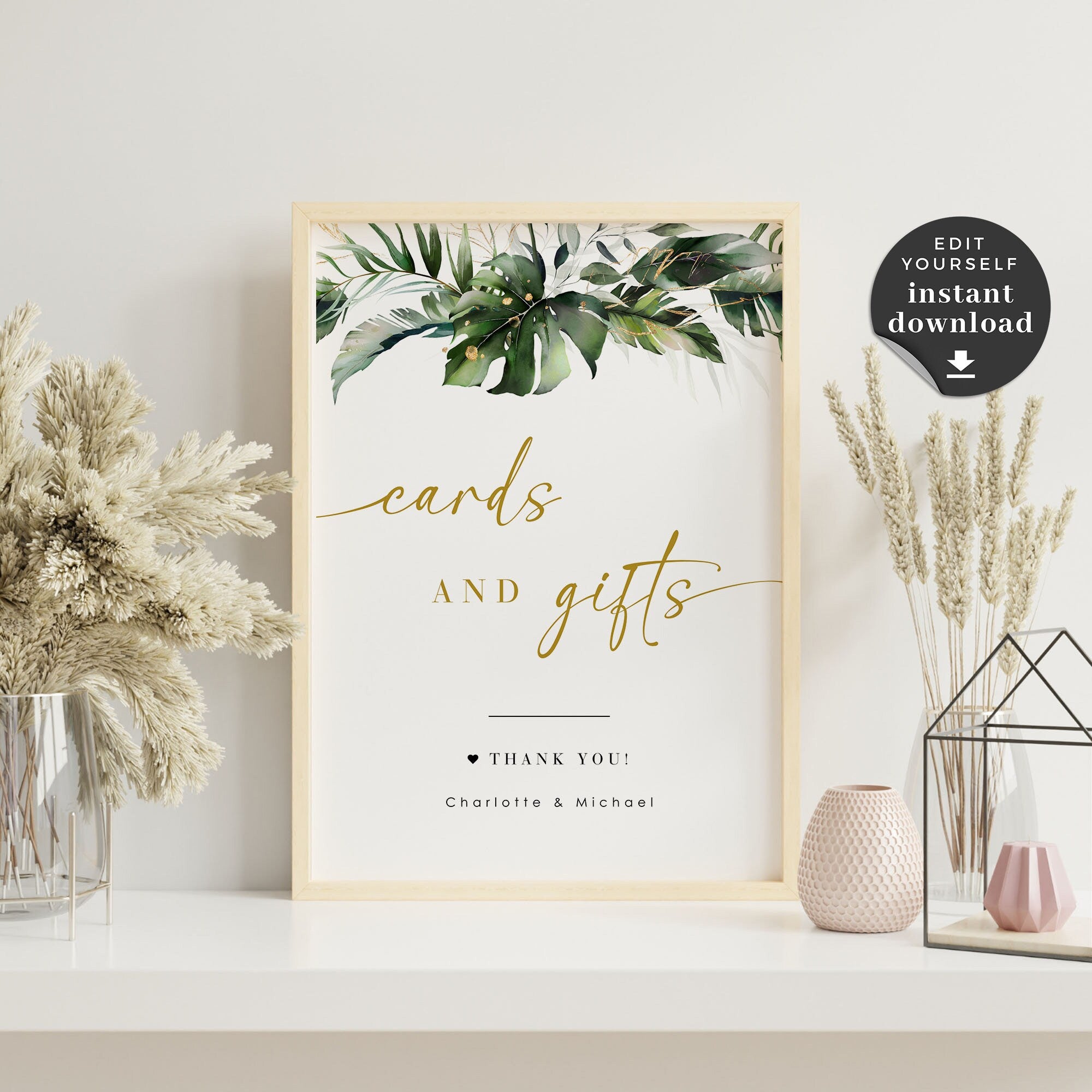 PALMA Cards and Gift Sign Template Tropical